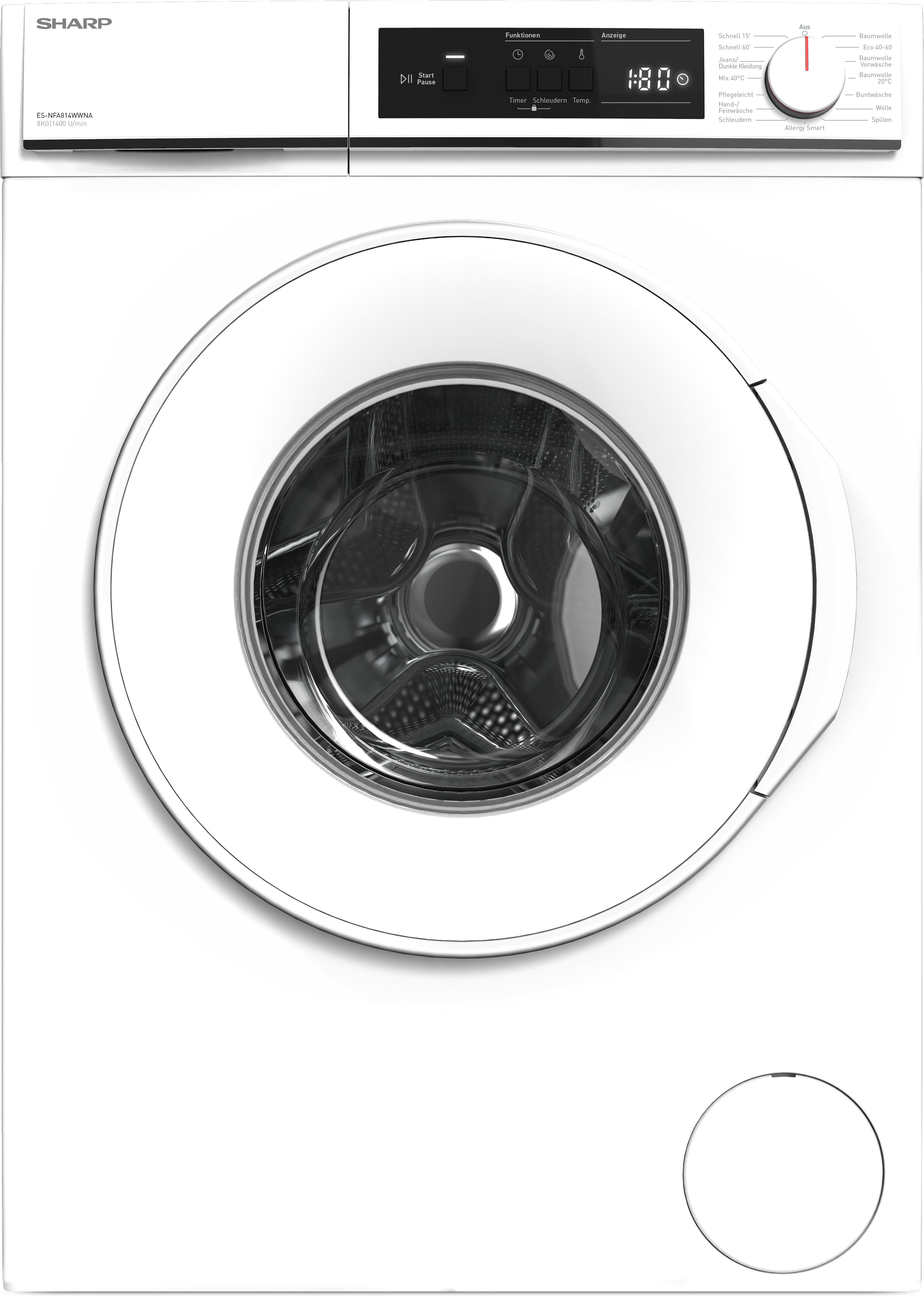 Thumbnail - Sharp Waschmaschine Budget PROMO "ES-NFA814WWNA-DE" 8 kg 1400 U/min 8kg / A / AquaStop /White