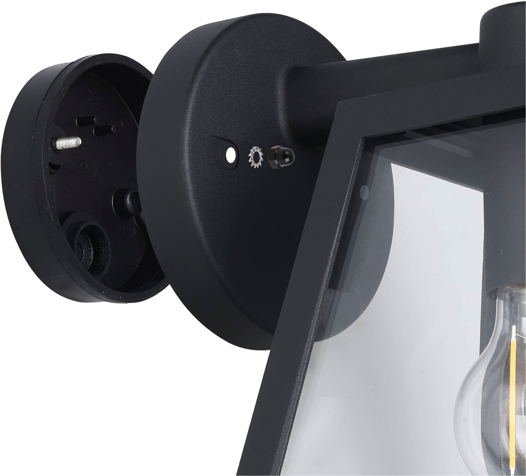 EGLO Wandleuchte »Mirandola Wandlampe, Außenleuchte, Vintage, Retro, E27, IP44, Lampe« E27 1 Stk. Wand-/Deckenleuchte - L18 x H27 x AL22,5 cm - schwarz - 1X60W exkl.