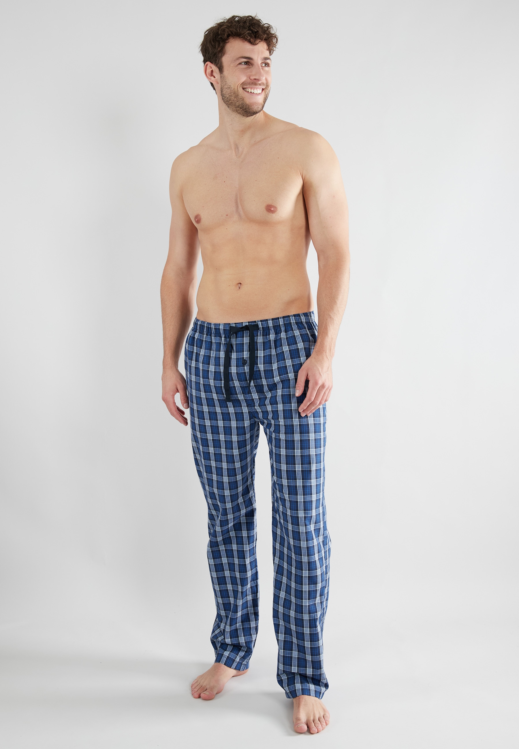 GÖTZBURG Herren Pyjamahose, Gr. 50, blau, Popeline, Obermaterial: 100% Baumwolle, Hosen