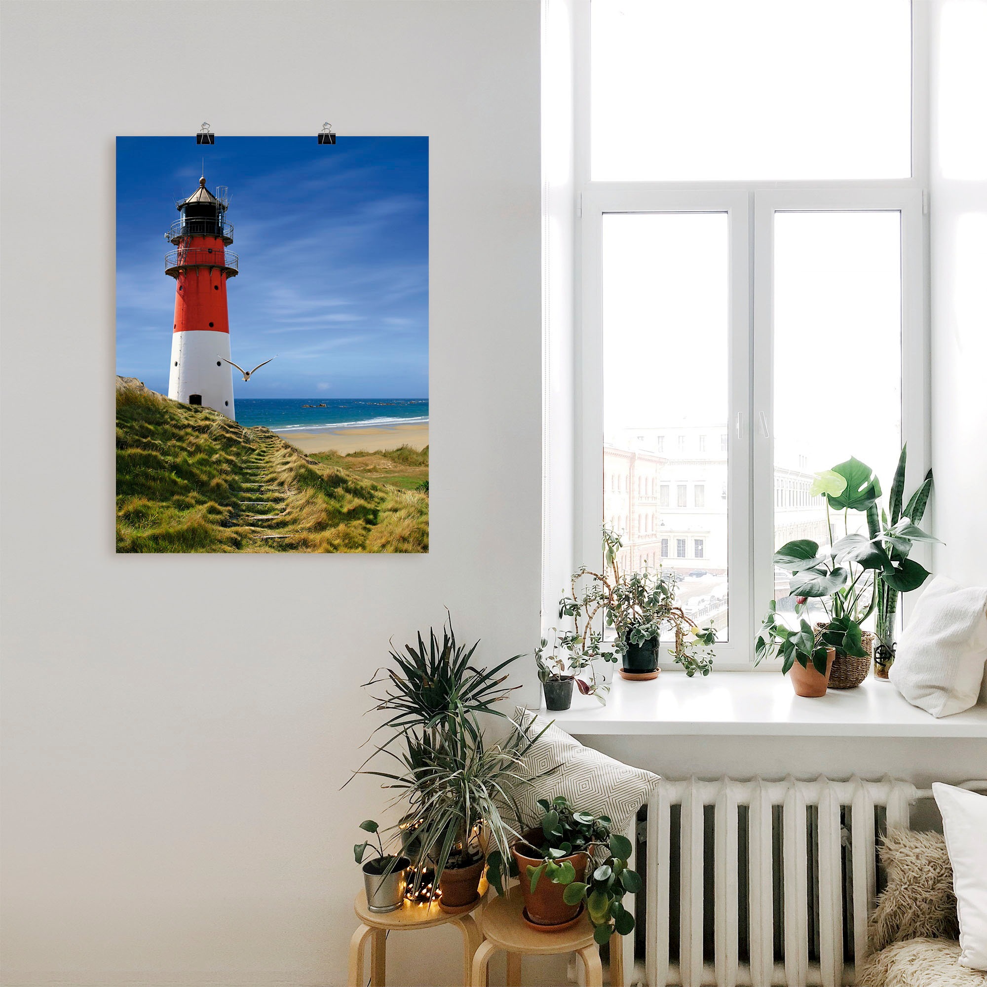 Artland Wandbild "Leuchtturm am Deich" Gebäude 1 Stk. tlg. als Leinwandbild günstig online kaufen