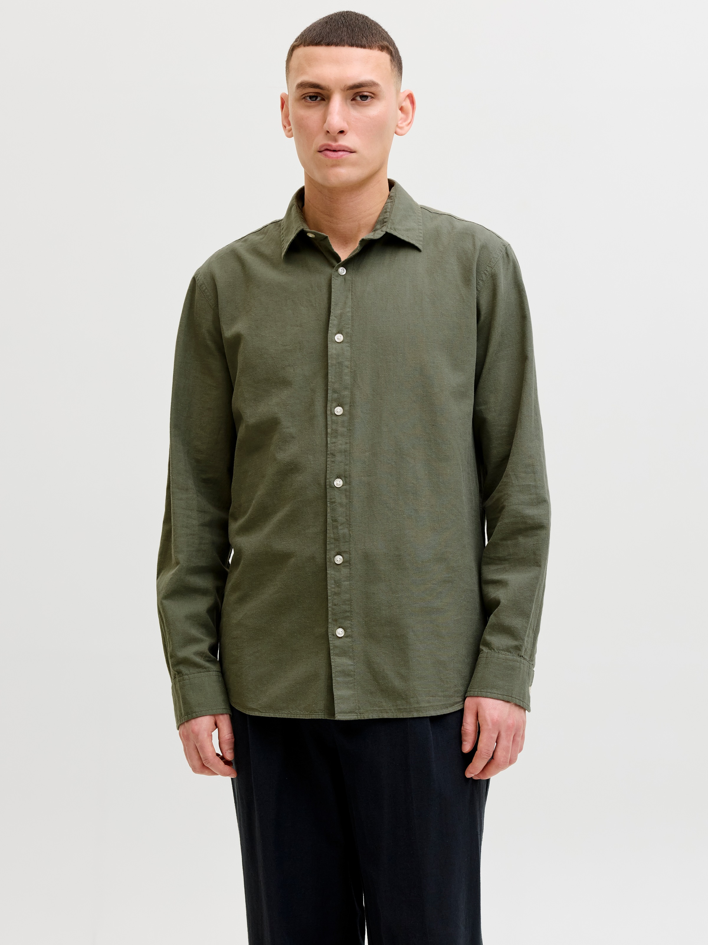 Jack & Jones Langarmhemd "JJEBREEZE LINEN BLEND SHIRT L/S SN" mit Knopfleis günstig online kaufen