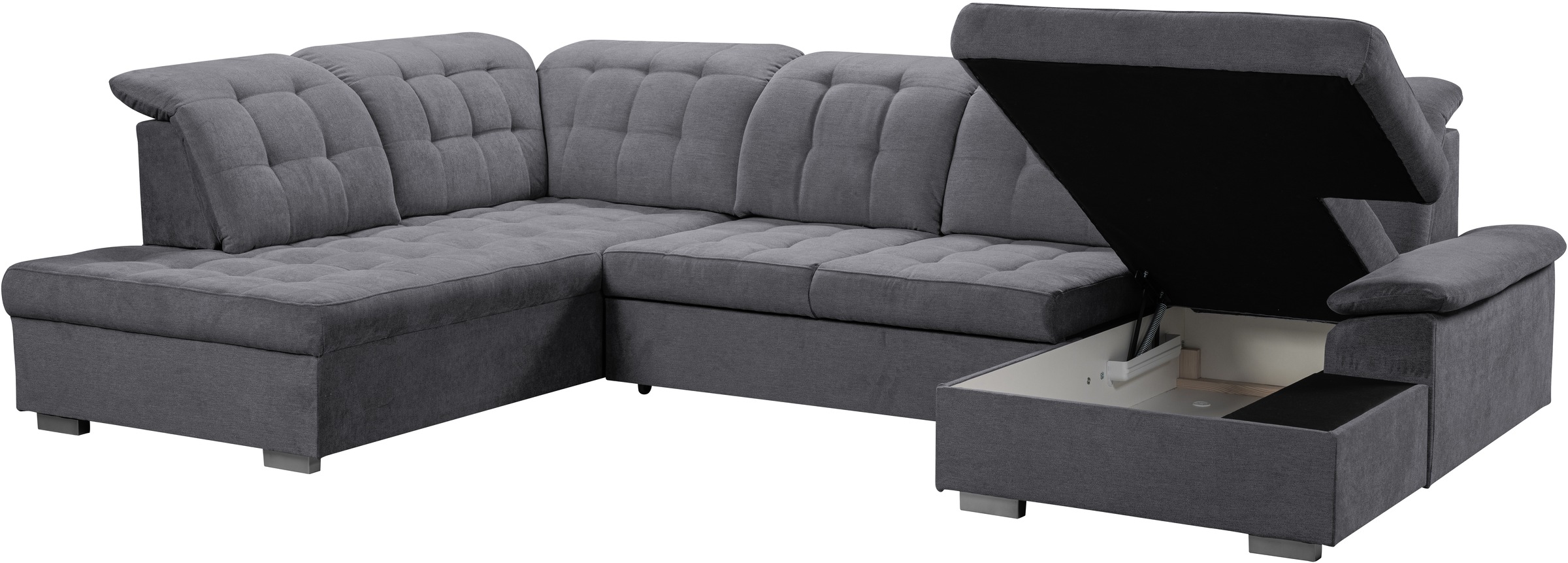 WERK2 Wohnlandschaft »Kordula-New Multifunktion Couch, Breite 332cm, U-Form«, Sofa in U-Form mit Schlaffunktion & Bettkasten, Schlafcouch