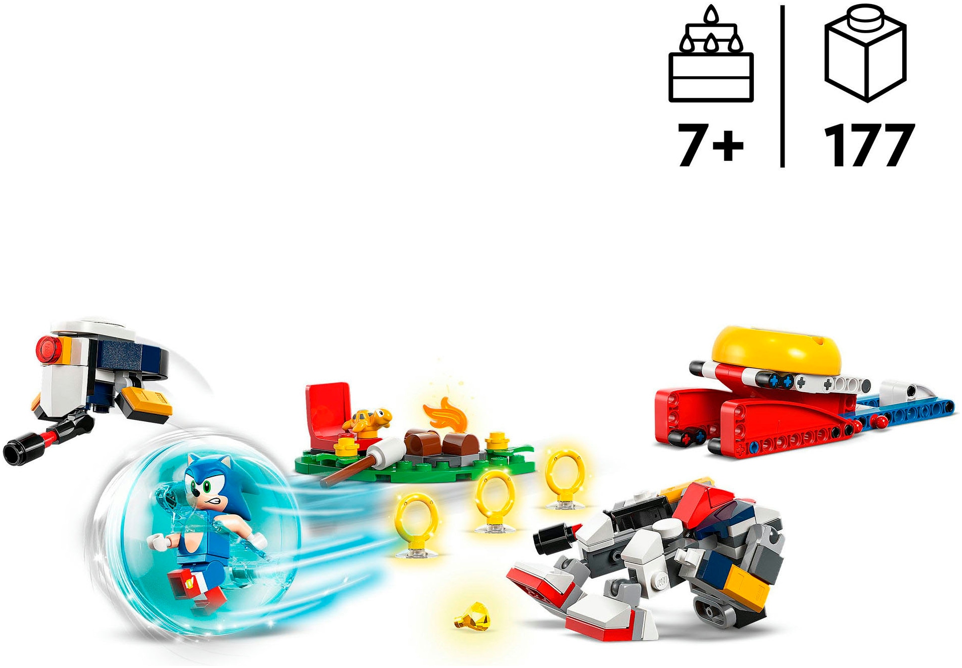LEGO® Konstruktionsspielsteine »Sonics Showdown am Lagerfeuer (77001), LEGO Sonic«, (177 St.), Made in Europe