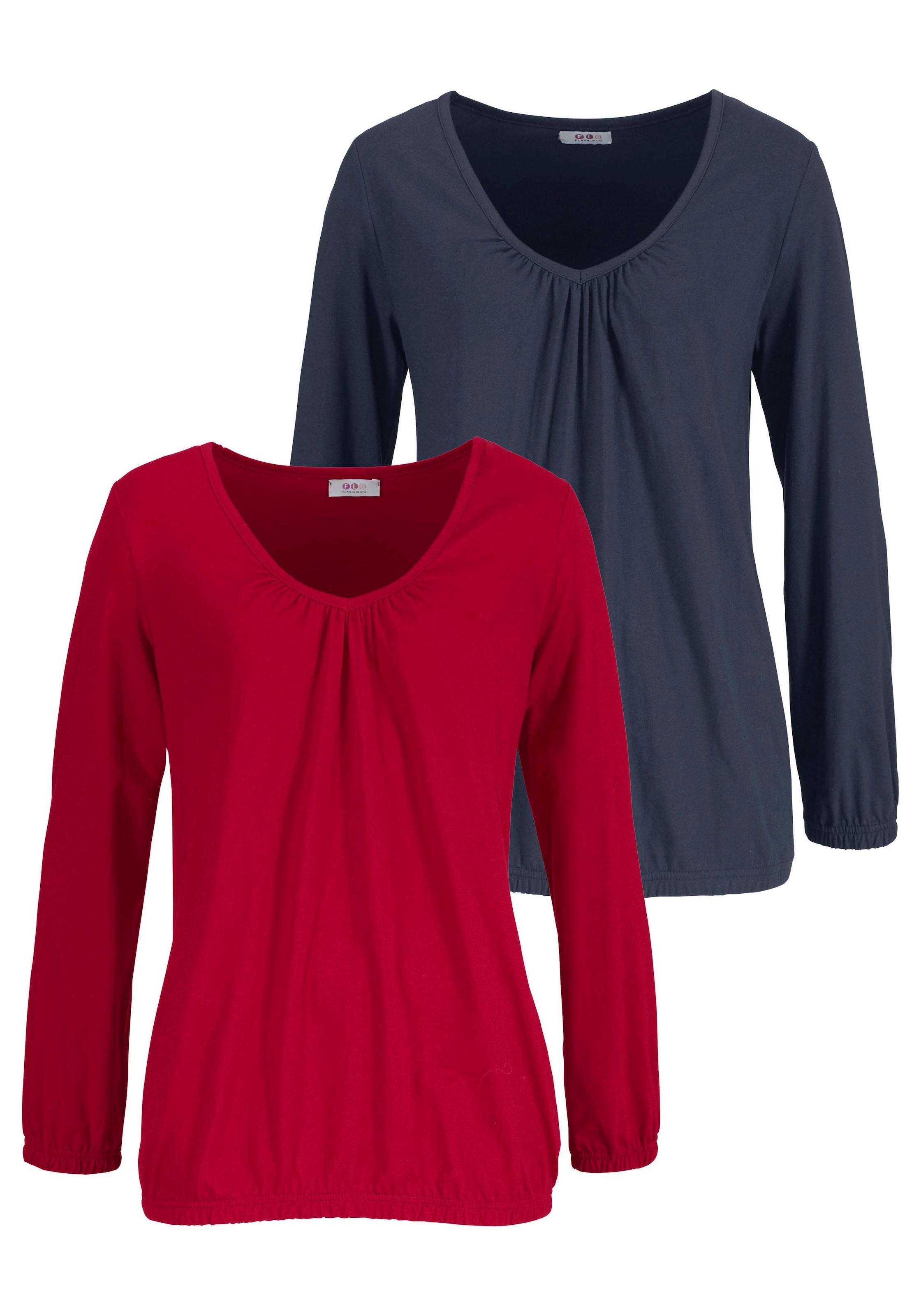 Flashlights Langarmshirt 2er-Pack, figurbetonter Schnitt, aus Viskosemischu günstig online kaufen