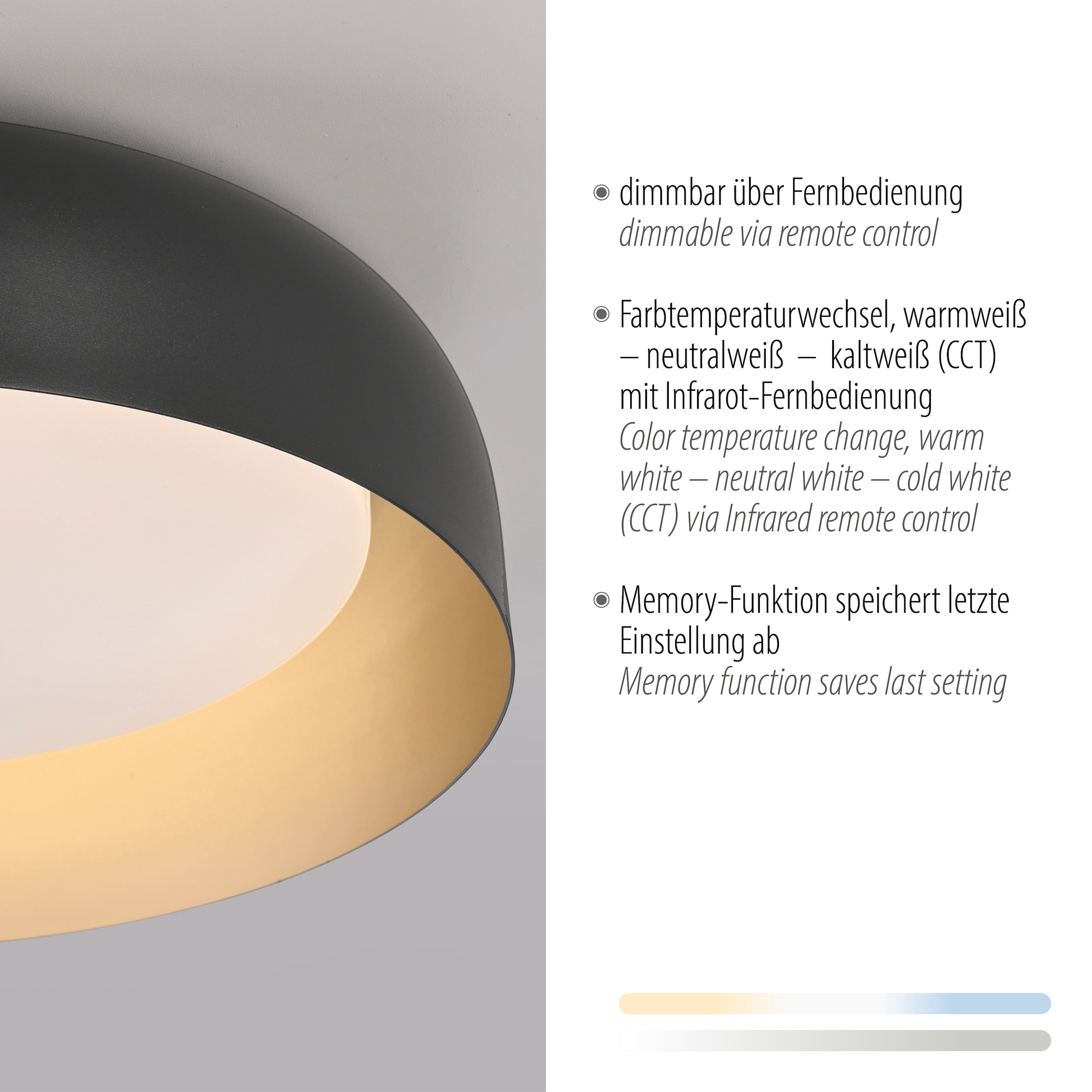 JUST LIGHT Deckenleuchte »OSKO«, 1 flammig, Leuchtmittel LED-Board | LED fest integriert, LED, Fernbedienung, Funk inkl.