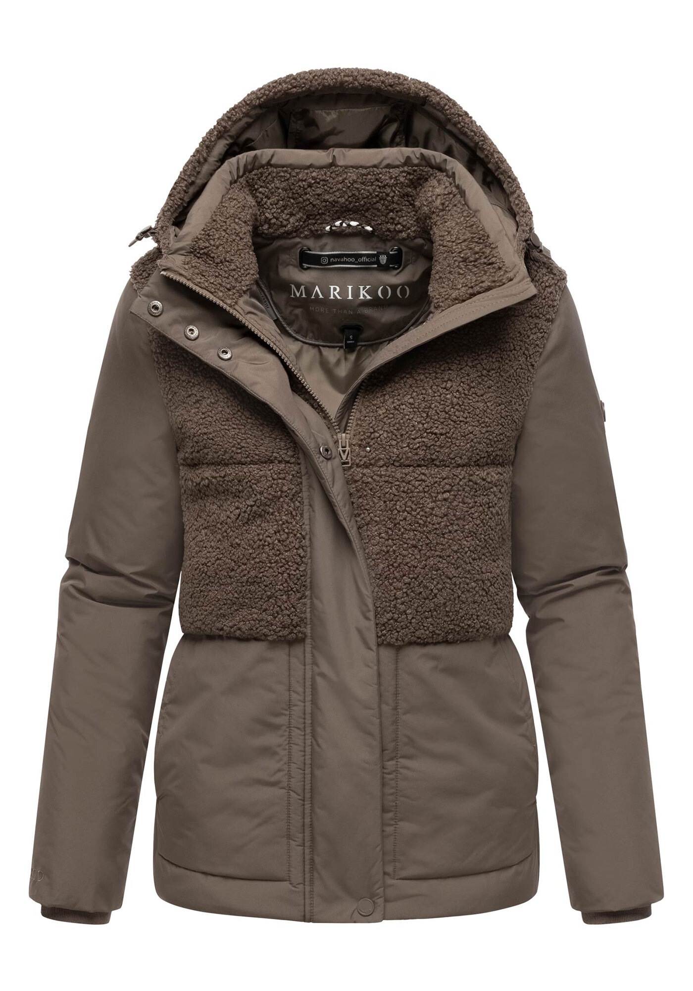 Marikoo Winterjacke »Sheeta«, Kombination aus Teddyfleece und glattem Material