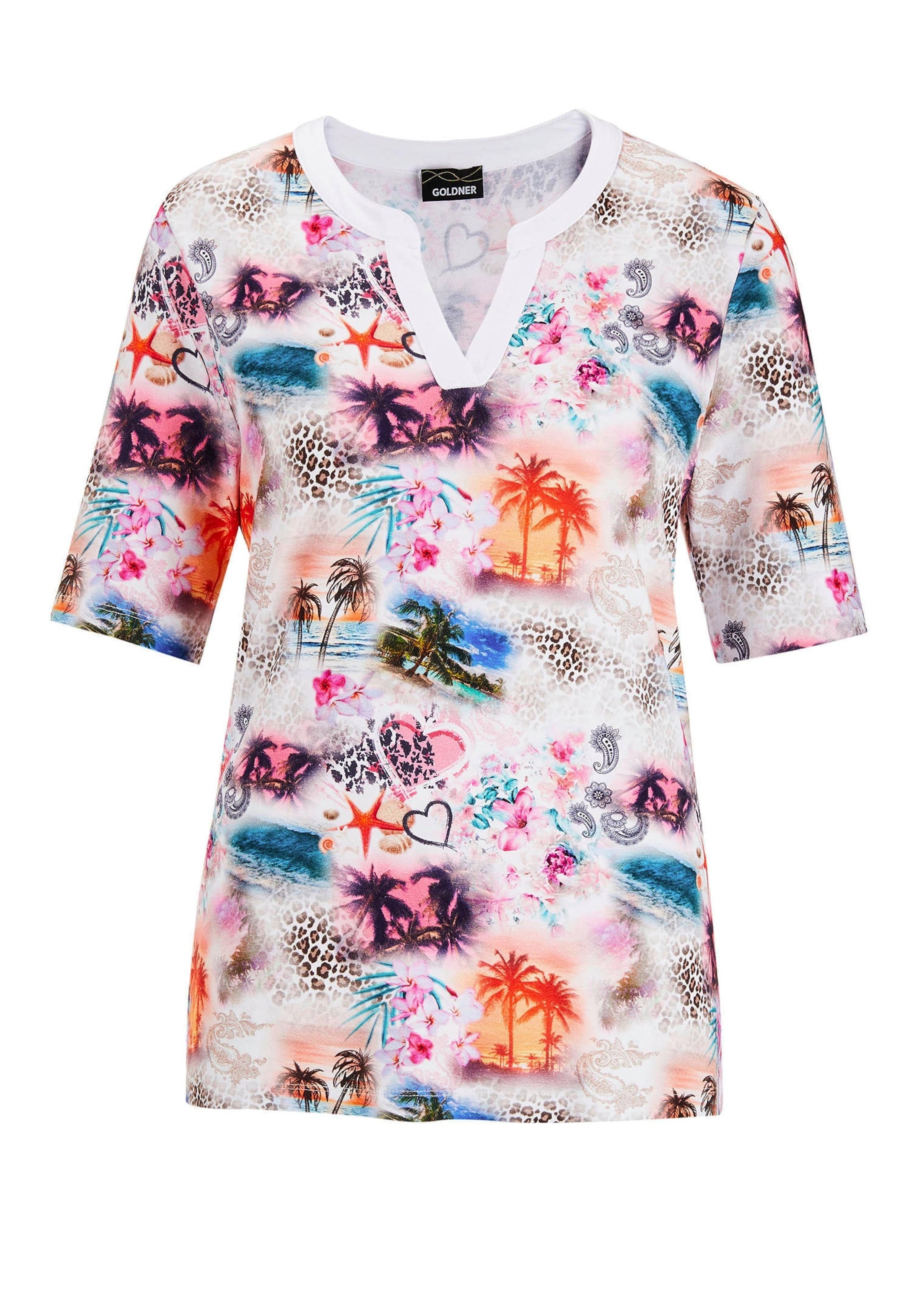 GOLDNER Kurzarmshirt "Halbarmshirt mit Allover-Print" günstig online kaufen