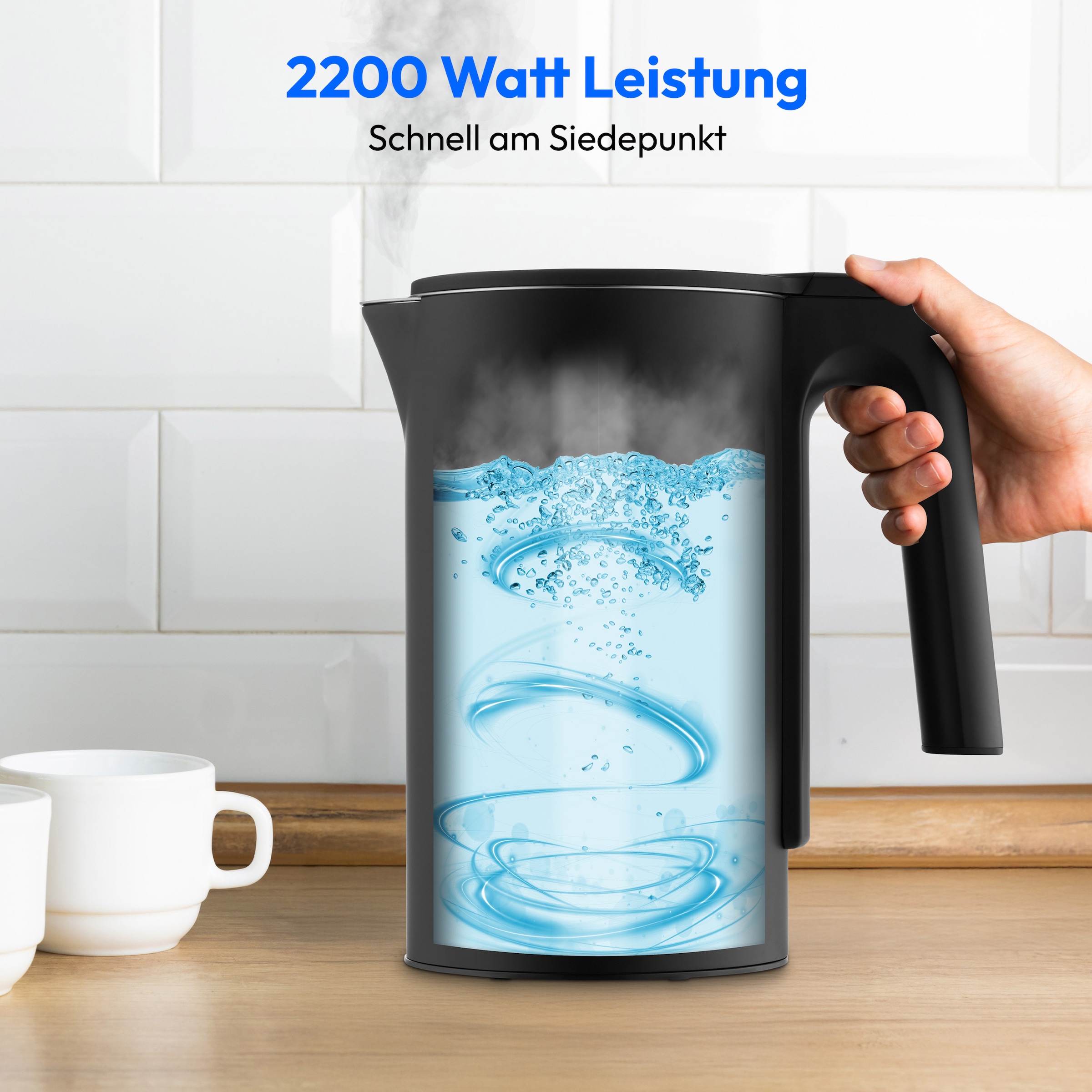 Medion® Wasserkocher »MD12106« 1,5 l 2200 W 2.200 W, 1,5 L, LED-Display, Sensor-Touch Bedienung, Kindersicherung