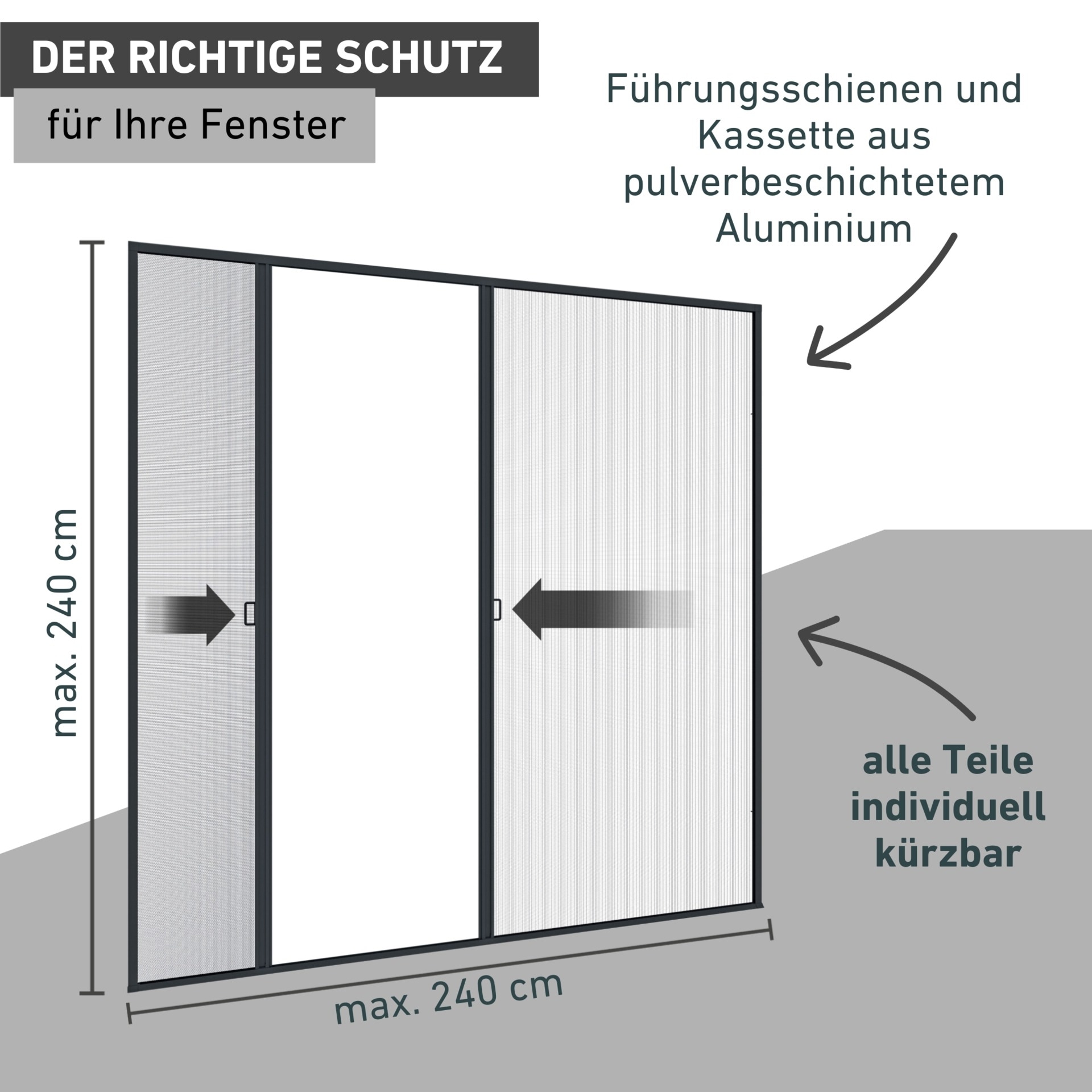 Windhager Insektenschutz-Schiebetür »Expert für Doppeltüren, Insektenschutzplissee mit Alurahmen« Fliegengitter in weiß oder anthrazit erhältlich, 240 x 240 cm