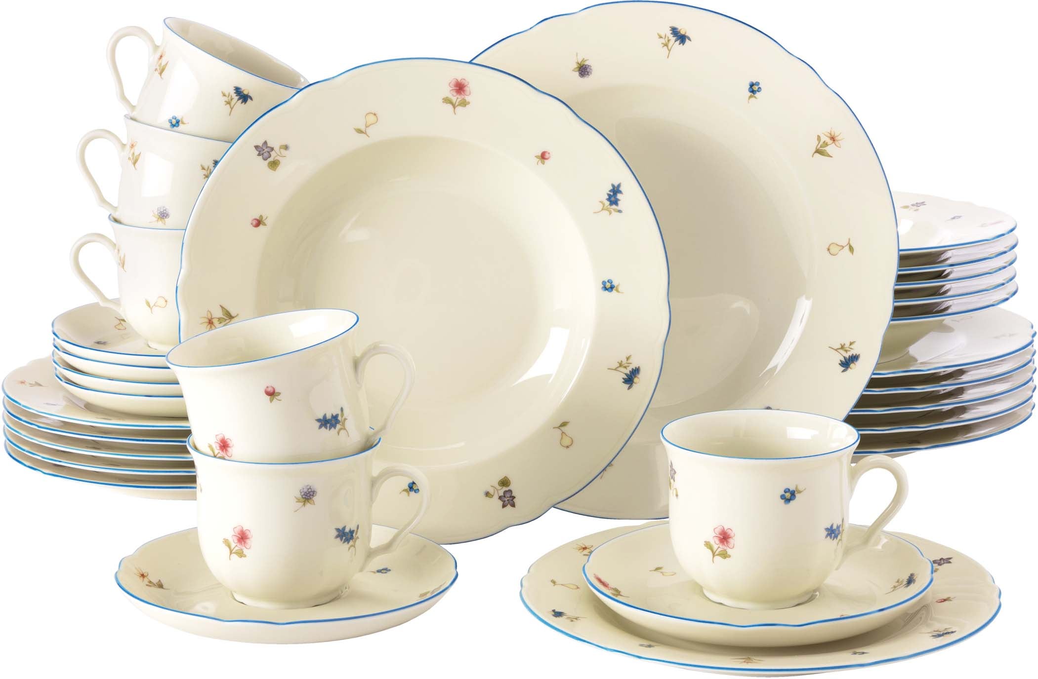 Seltmann Weiden Kombiservice "Geschirr-Set, Service Marie-Luise", (Set, 30 tlg.), wunderschöner Farbdekor, Made in Germa