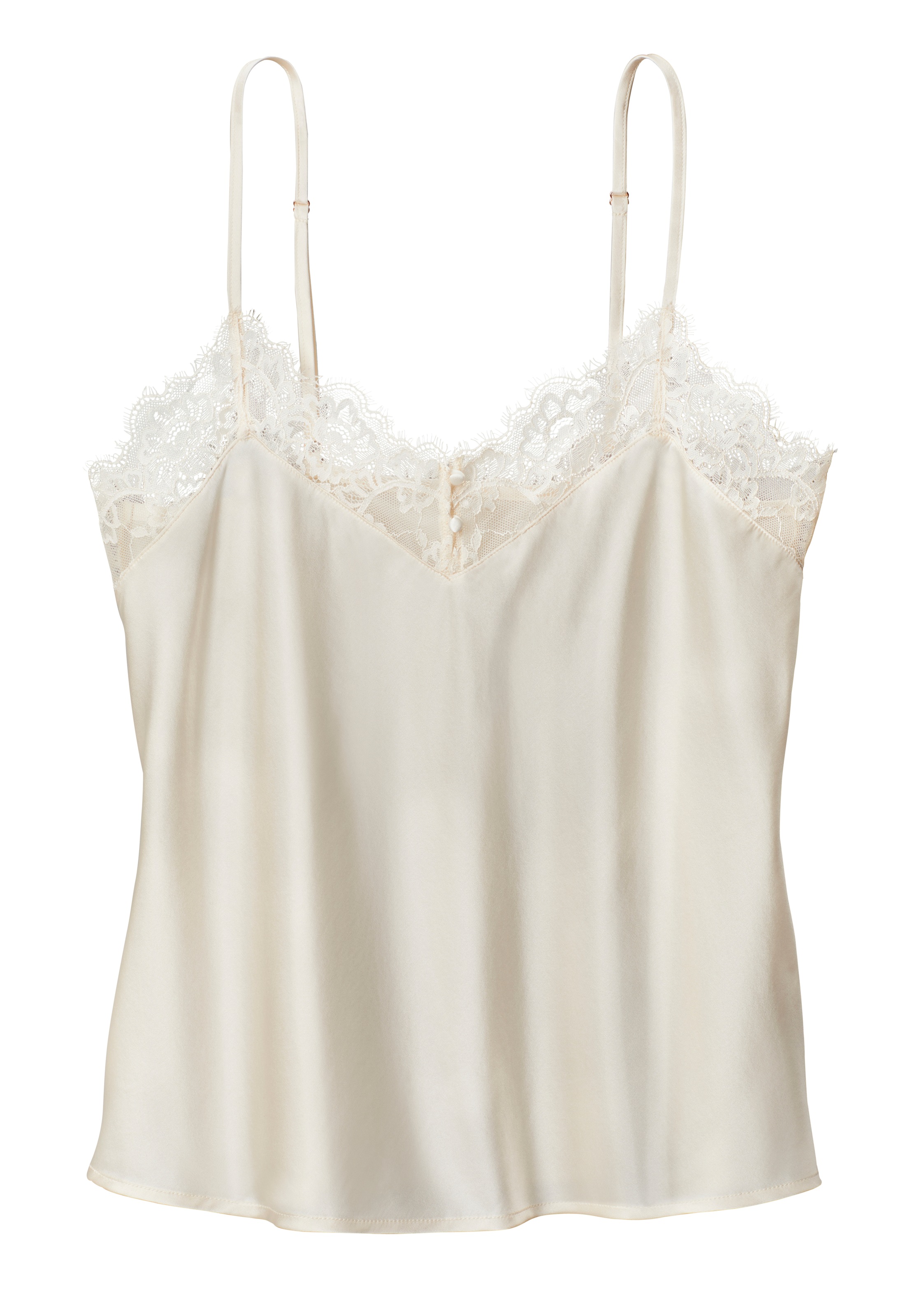 LASCANA Spaghettitop "Alana" mit hohem Seidenanteil und edler Spitze, Desso günstig online kaufen