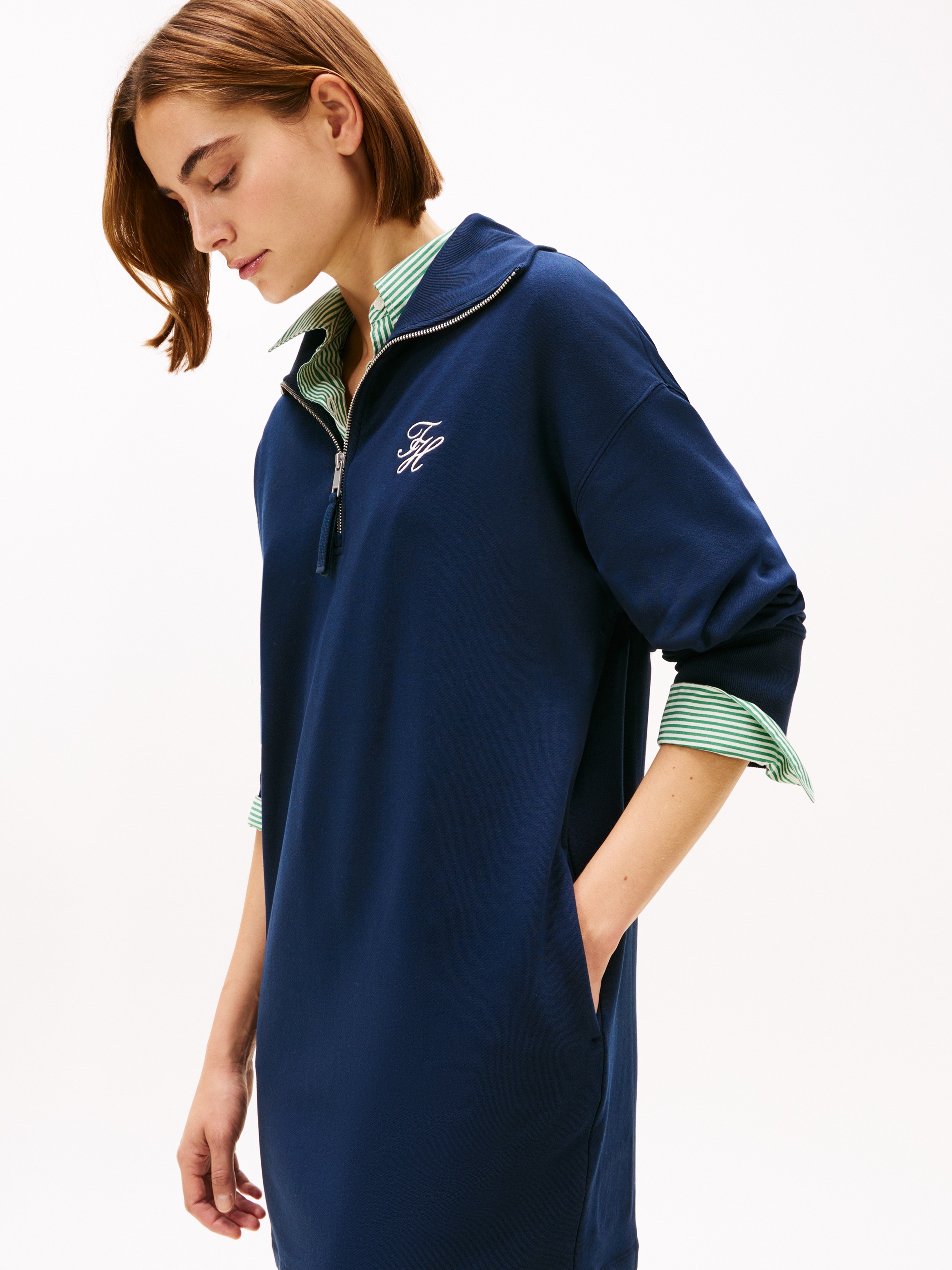 Tommy Hilfiger Minikleid »TH SCRIPT 1/2 ZIP TERRY DRESS«