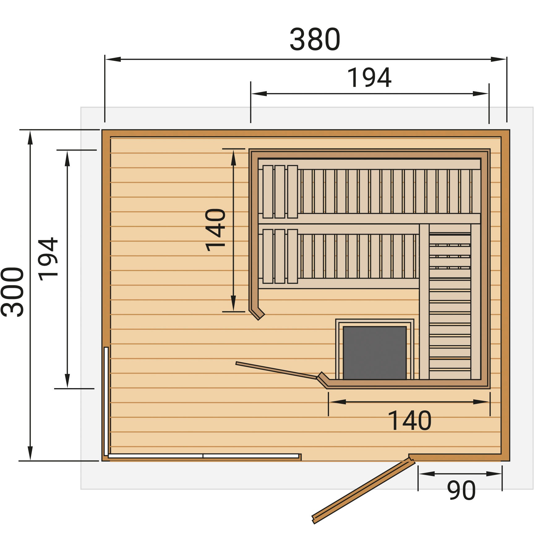 weka Saunahaus »Design-Saunahaus Cubilis«, Blockbohlen, modernes wekaLine-Profil