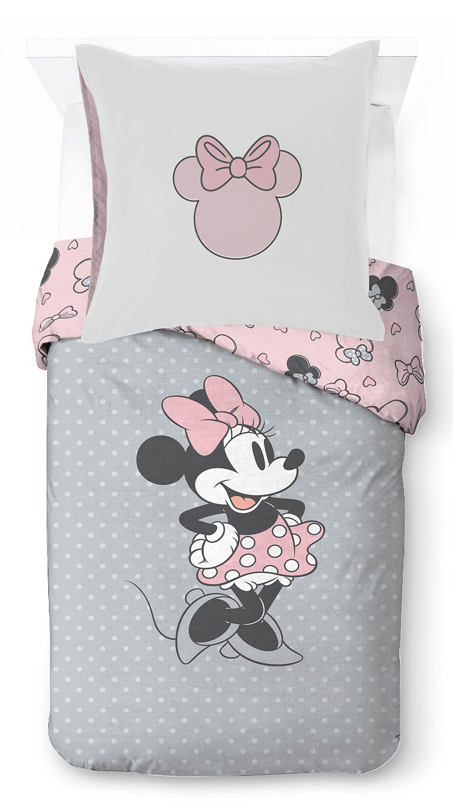 Disney "Disney Minnie Mouse Bettbezug-Set 135x200 cm + Kissenbezug 80x80 cm" 2 tlg. 100 % Baumwolle, maschinenwaschbar, wendbar