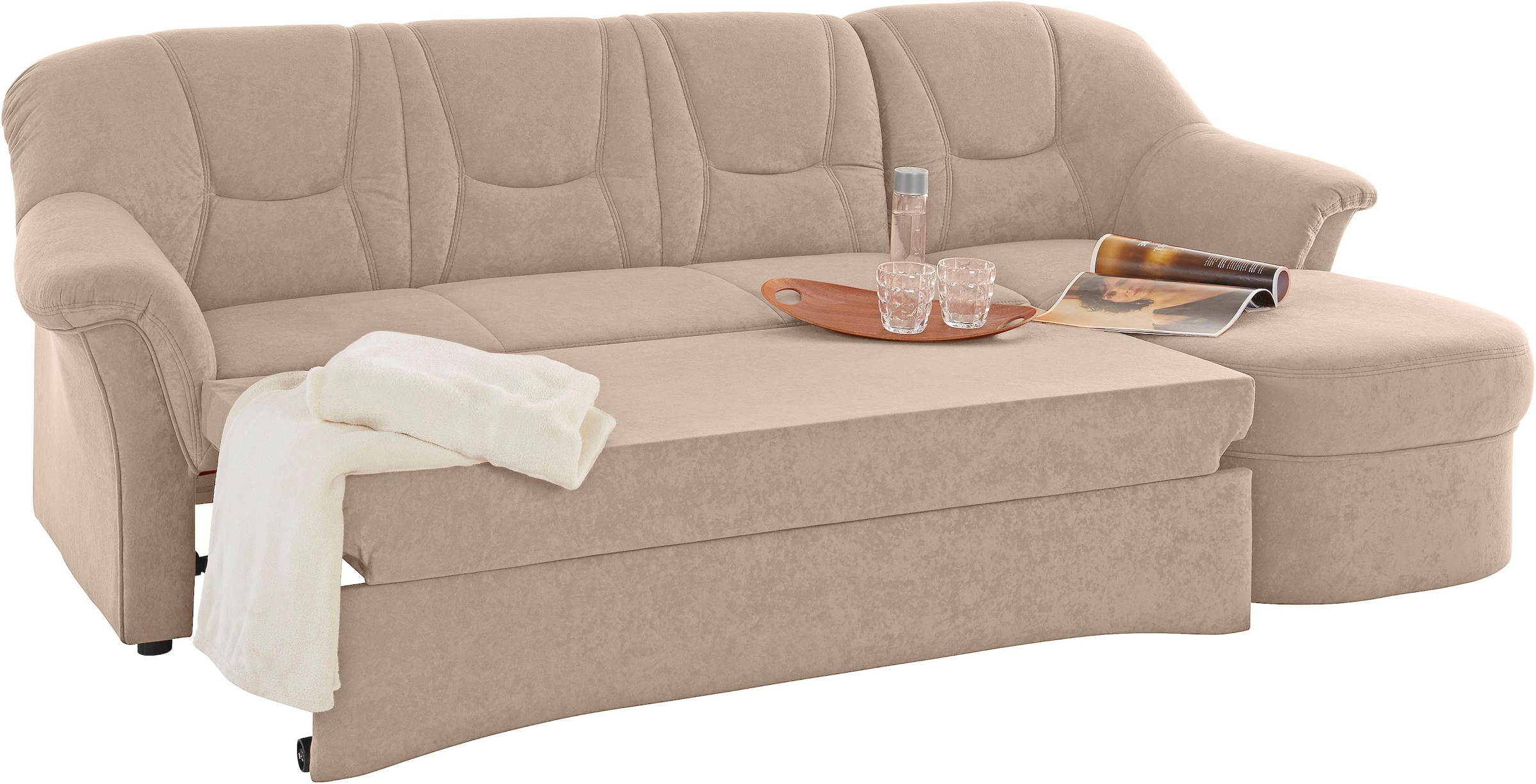 DOMO collection Ecksofa »Sarafina zeitlos und komfortabel, optional mit Federkern,  L-Form« wahlweise mit Bettfunktion