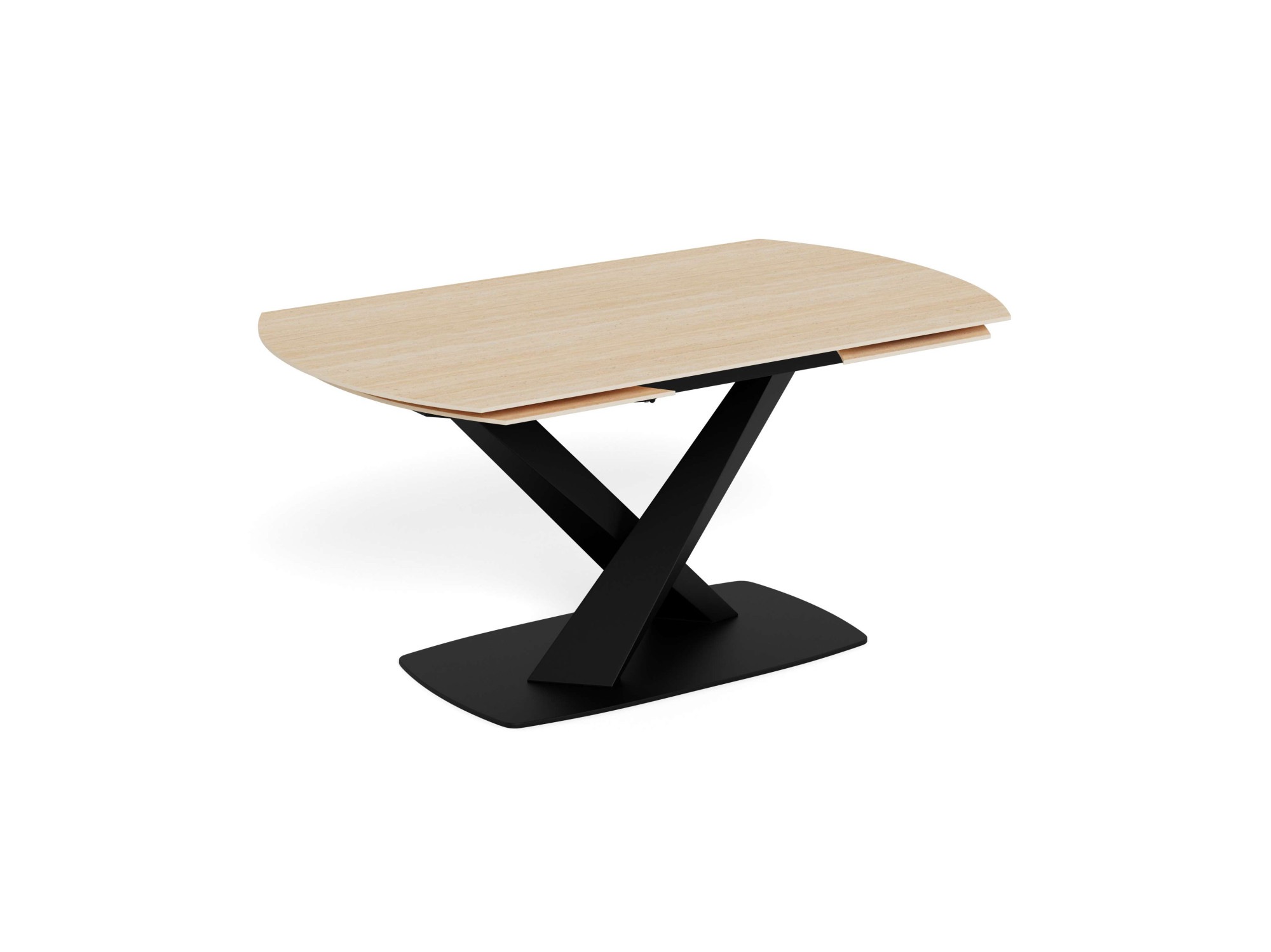 Esstisch ACTONA GROUP, B:240cm H:77cm T:90cmsand, matt schwarz, sand, Tische, "Morellla, Speisetisch, Tisch", Esstisch, Keramikplatte, oval,