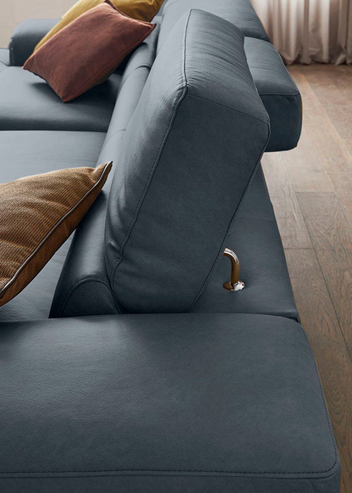 W.SCHILLIG Ecksofa »piedroo, Designsofa mit tollem Sitzkomfort, bequem und elegant, L-Form«, Kopfteilverstellung, wahlweise mit Sitztiefenverstellung, Breite 343cm