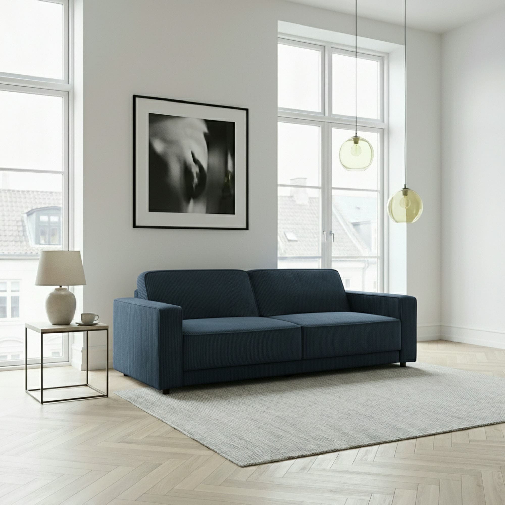 Dorel Home 3-Sitzer "ALLIE Schlafsofa 225 cm" Bett-Funktion (108/190cm), trendiger Cord o. pflegeleichter Velours