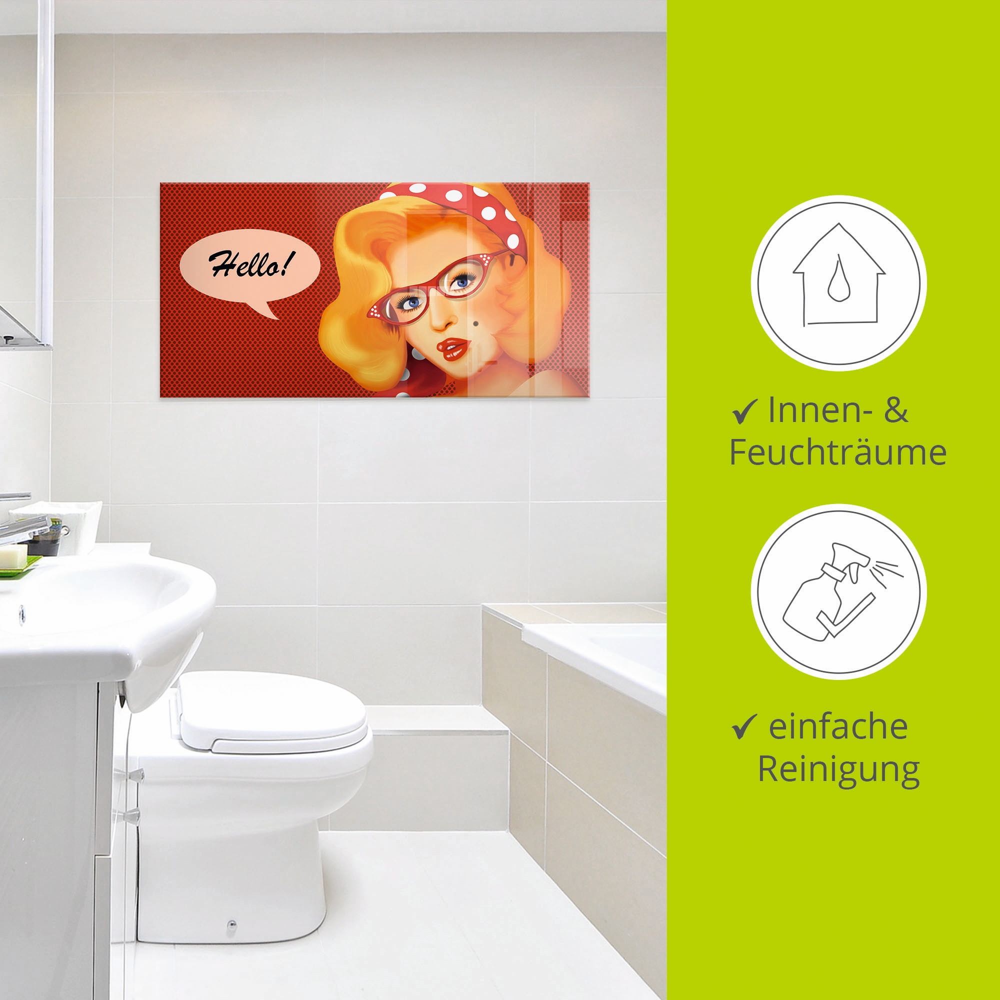 Artland Glasbild »Freundliches Hallo«, Frau, (1 St.), in verschiedenen Größen