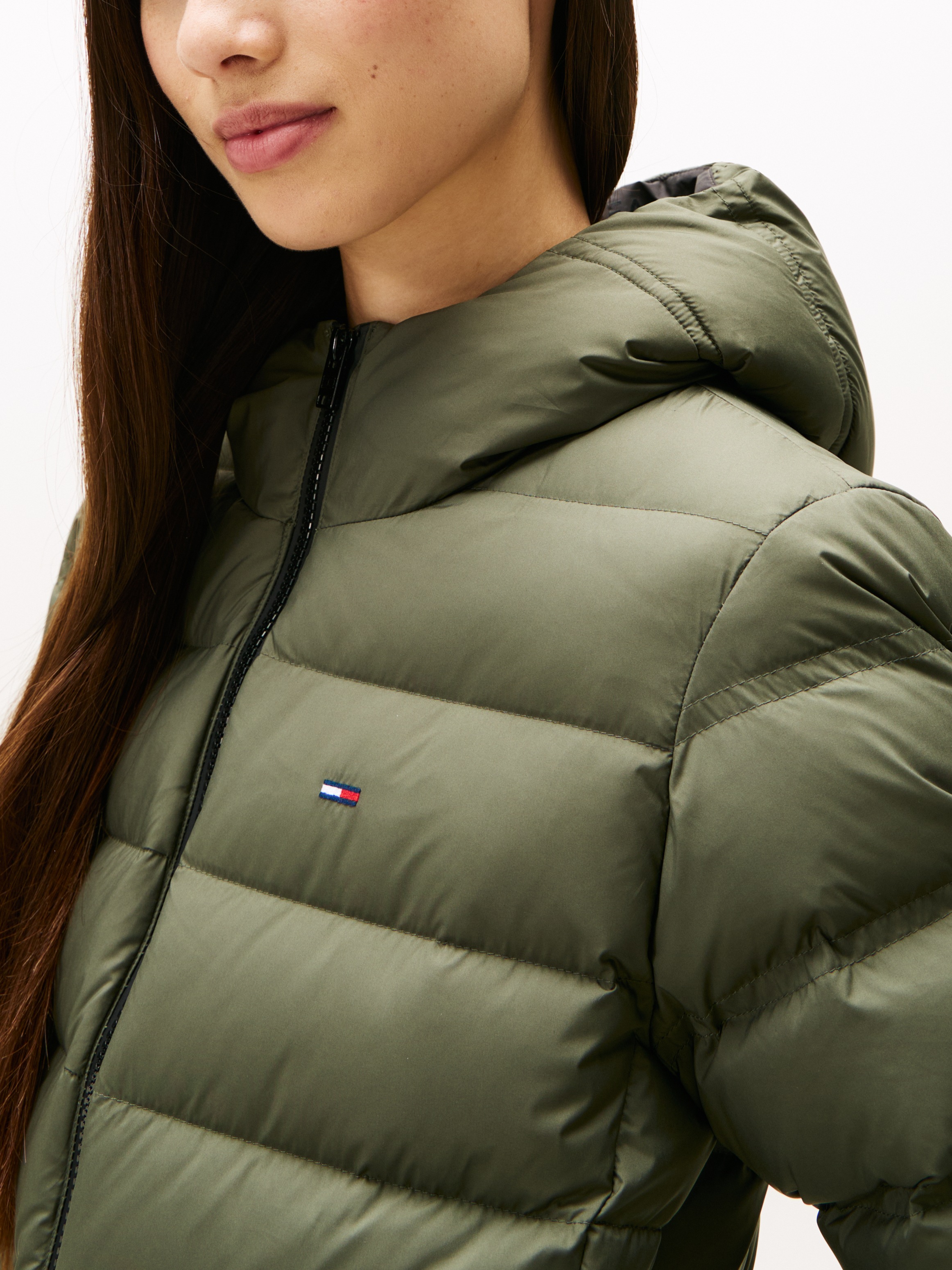 Tommy Jeans Steppjacke "TJW SLIM HOOD PRNT DOWN JCKT EXT" mit Kapuze günstig online kaufen