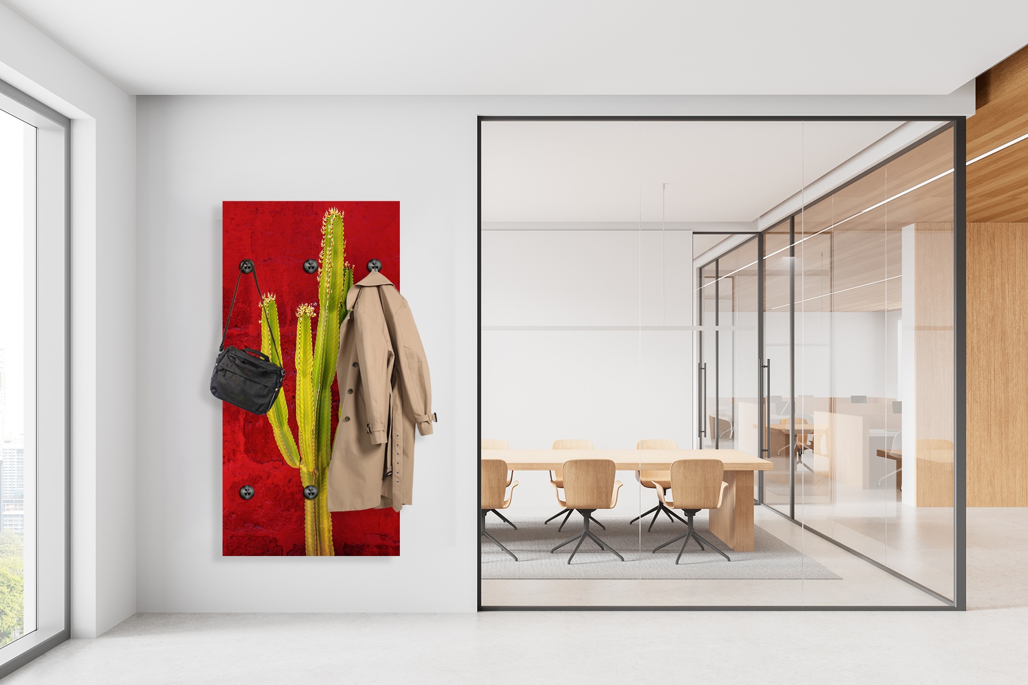 queence Wandgarderobe "Kaktus" 1 Stk. tlg. Wandpaneel aus Acrylglas inkl. 6 günstig online kaufen