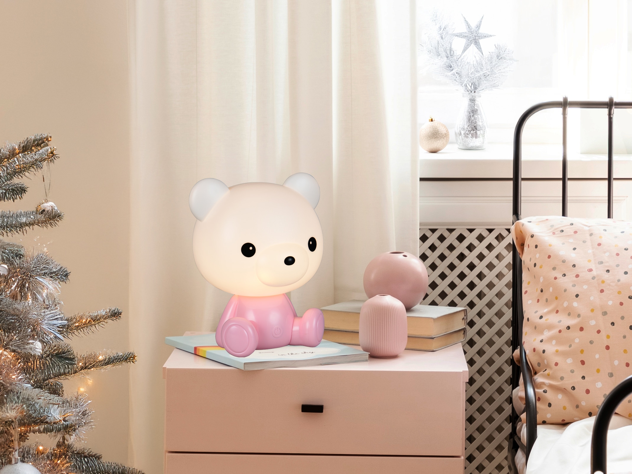 REALITY Leuchten LED Tischleuchte »CUTIE, Kinderzimmer Tischleuchte Nachttischleuchte Bären Optik, RGB« LED-Board 1 Stk. RGB | Warmweiß 0,3W 30 Lumen warmweiß 3000K, RGB Farbwechsel Modus, USB-Anschluss
