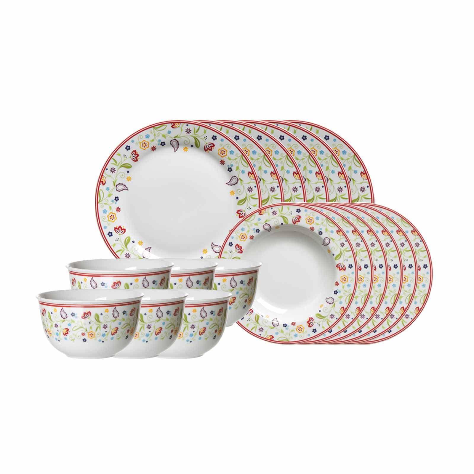 Ritzenhoff & Breker Geschirr-Set "Tafelservice Shanti Doppio 18er Set bunt" Spülmaschinengeeignet