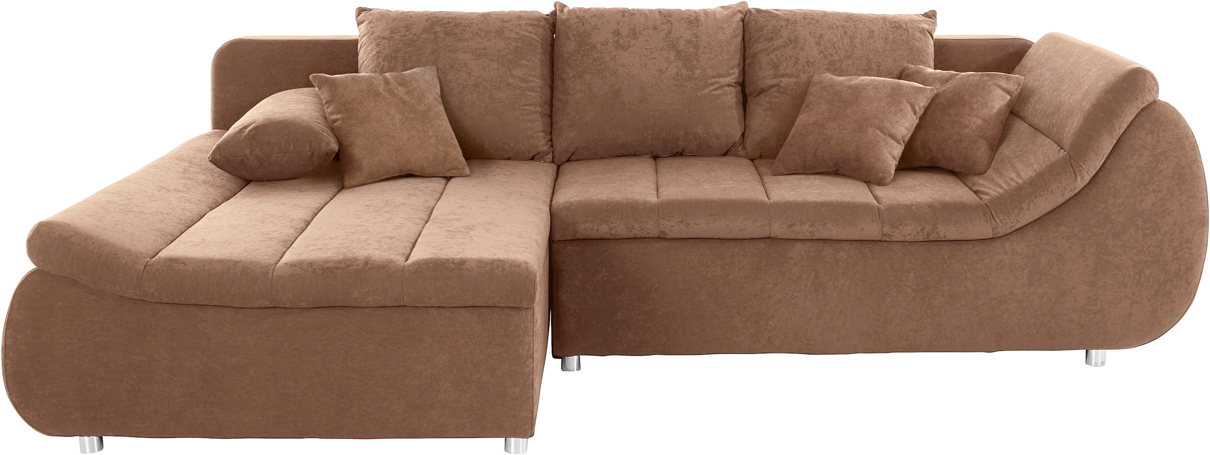 INOSIGN Ecksofa »Imola, elegant und modern, aktuelle Steppung im Sitz, bequem, L-Form«, frei im Raum stellbar, wahlweise mit Bettfunktion und Bettkasten