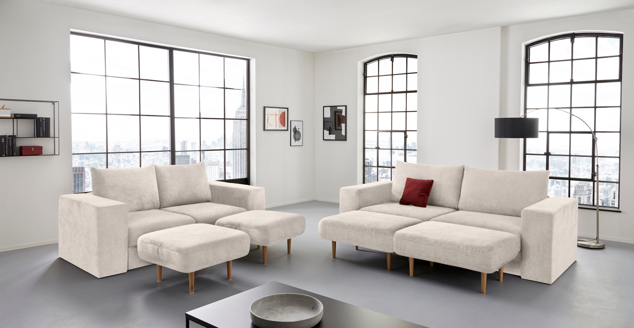 LOOKS by Wolfgang Joop 2,5-Sitzer »Looksv«, Verwandlungssofa: aus Sofa wird Sofa mit 2 Hockern