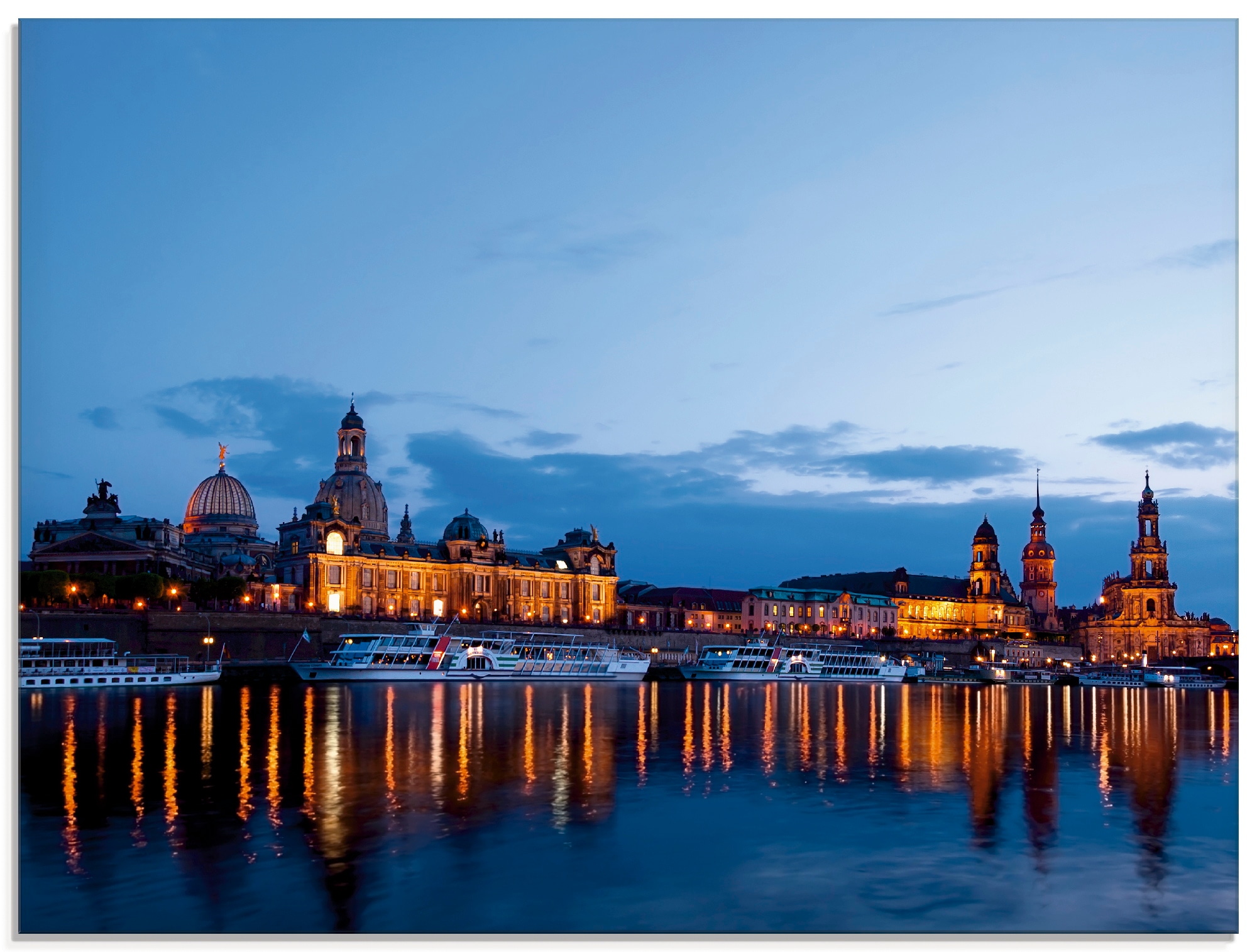 Artland Glasbild "Dresden Silhouette blaue Stunde", Deutschland, (1 St.), in verschiedenen Größen