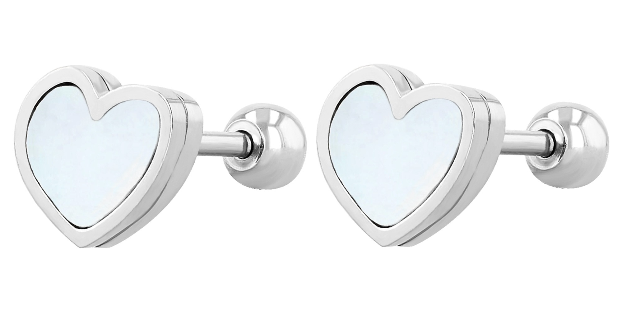 Adelia´s Paar Ohrhänger »Damen Ohrringe – Ohrstecker Herz aus Edelstahl mit Perlmutt« Schöne Geschenkidee zum Muttertag