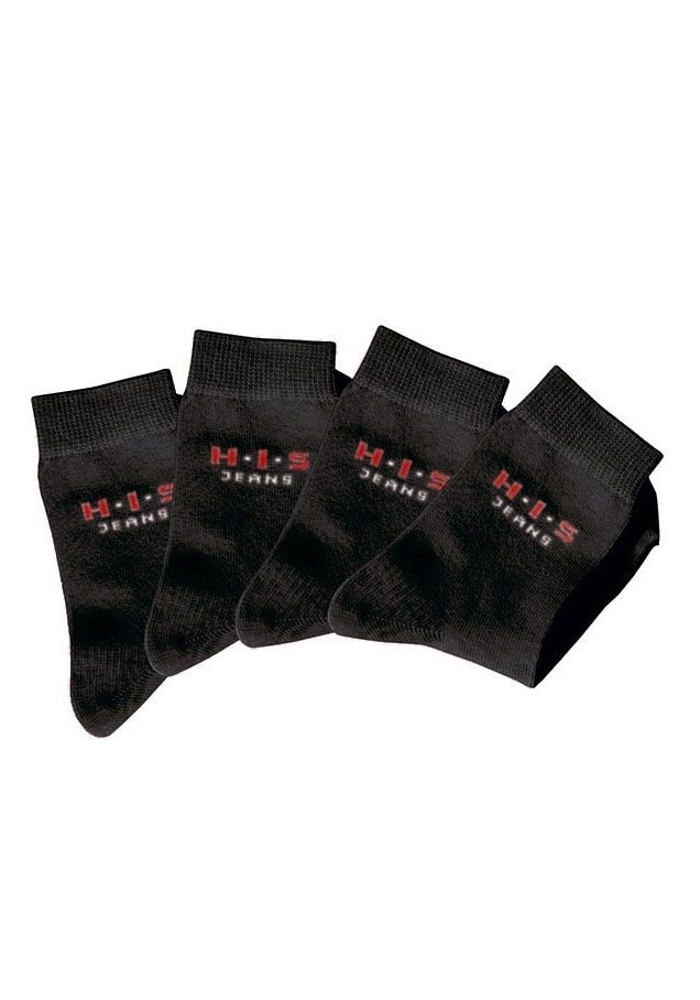 H.I.S Basicsocken, (4 Paar), bestellen online | BAUR Logo kontrasfarbenem mit