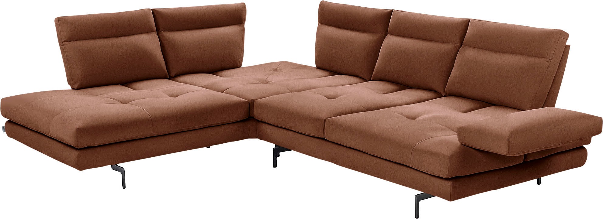 CALIA ITALIA Ecksofa »Toby Wing, L-Form, Designsofa mit sensationellem Sitzkomfort«, Sitztiefenverstellung, funktionale Ecke, Füße in schwarz matt