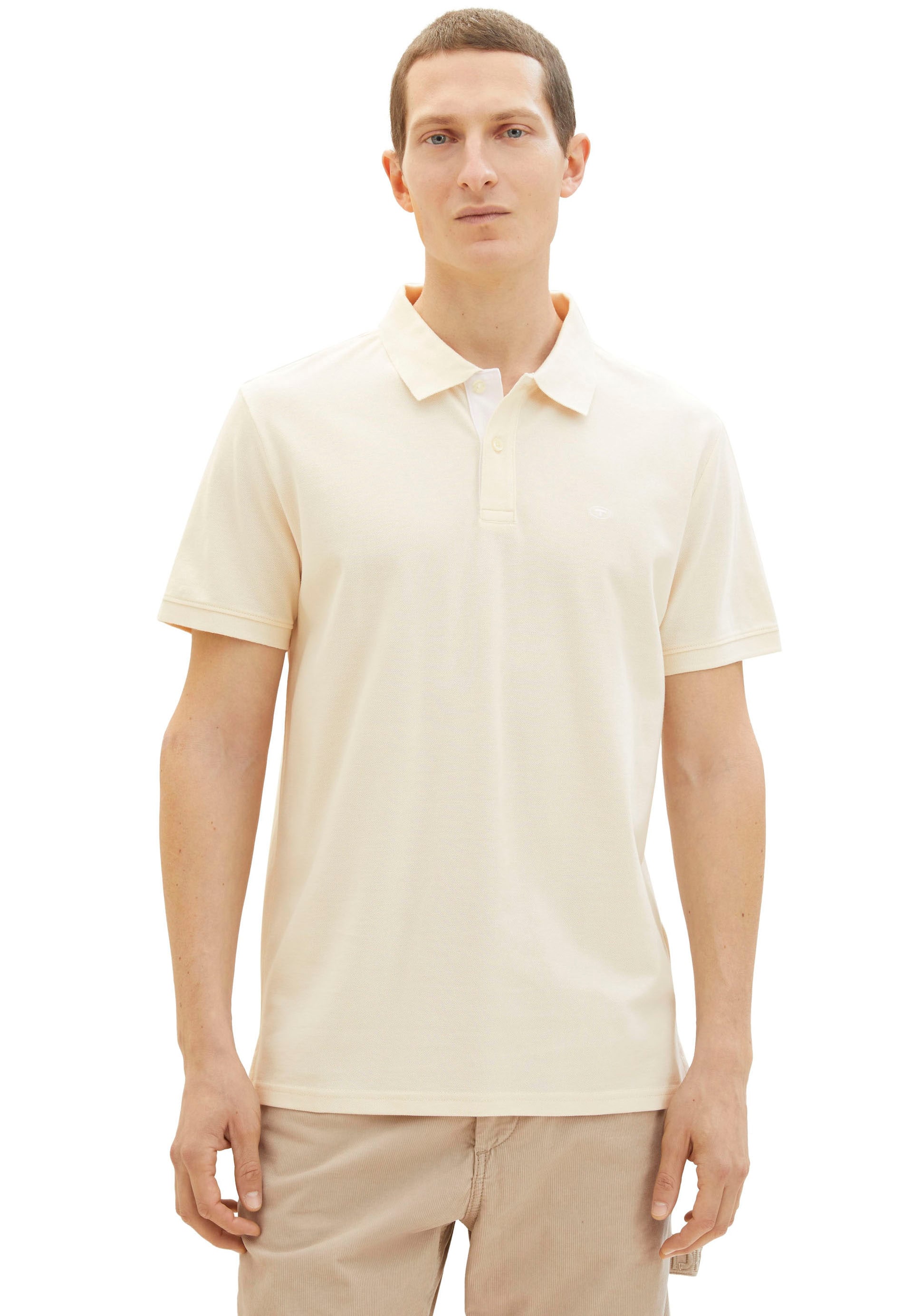 kleinem und Poloshirt, für ▷ TOM | BAUR mit Knopfleiste kontrastfarbener TAILOR Logo
