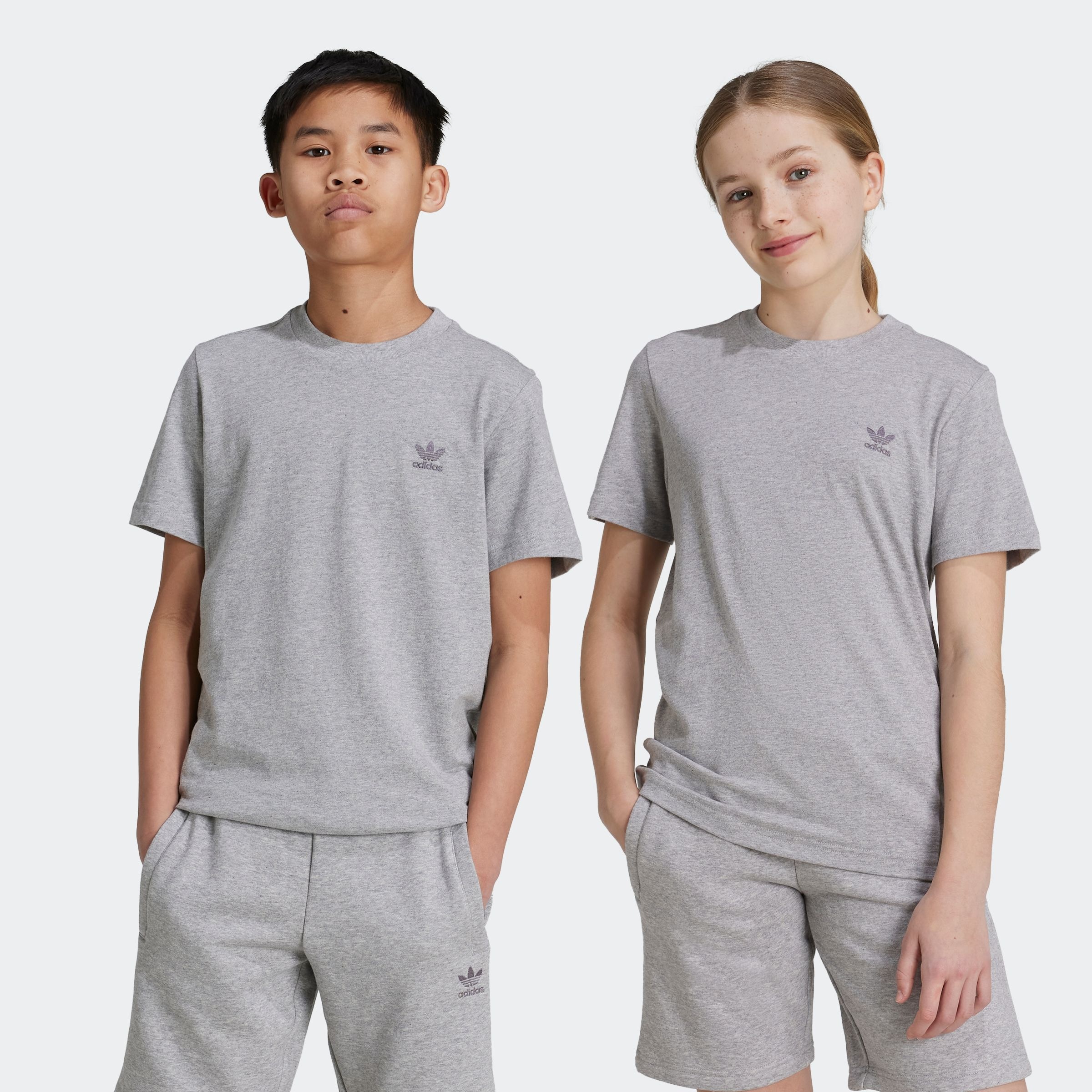 Jungen T-Shirt "TEE", grau, Gr. 128, ADIDAS ORIGINALS, Obermaterial: 100% Baumwolle, Shirts, für Kinder und Teens, mit gerippten Details, mit