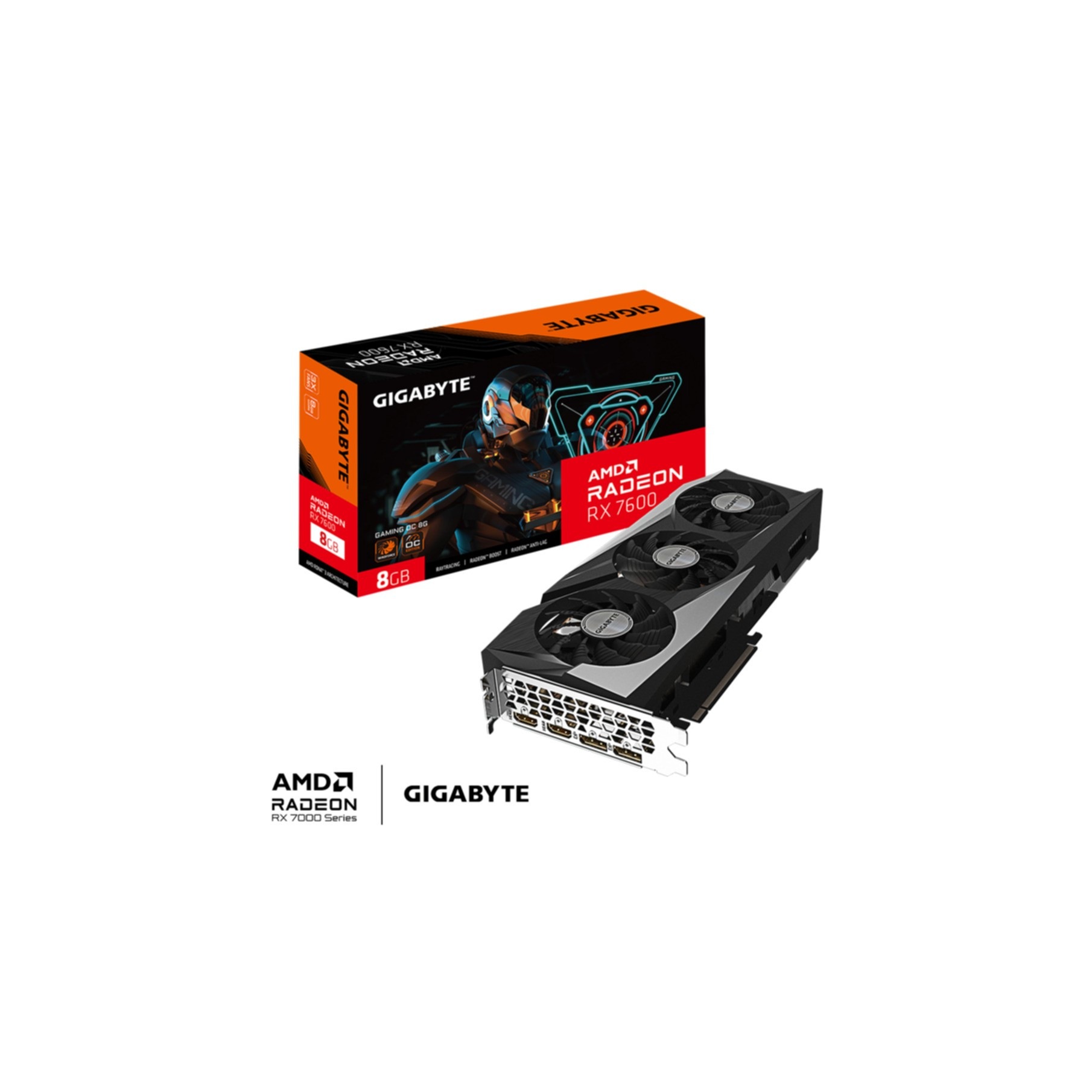 GIGABYTE Grafikkarte "Radeon RX 7600 GAMING OC 8G", schwarz (ohne farbbezeichnung), Grafikkarten - Einheitsgröße