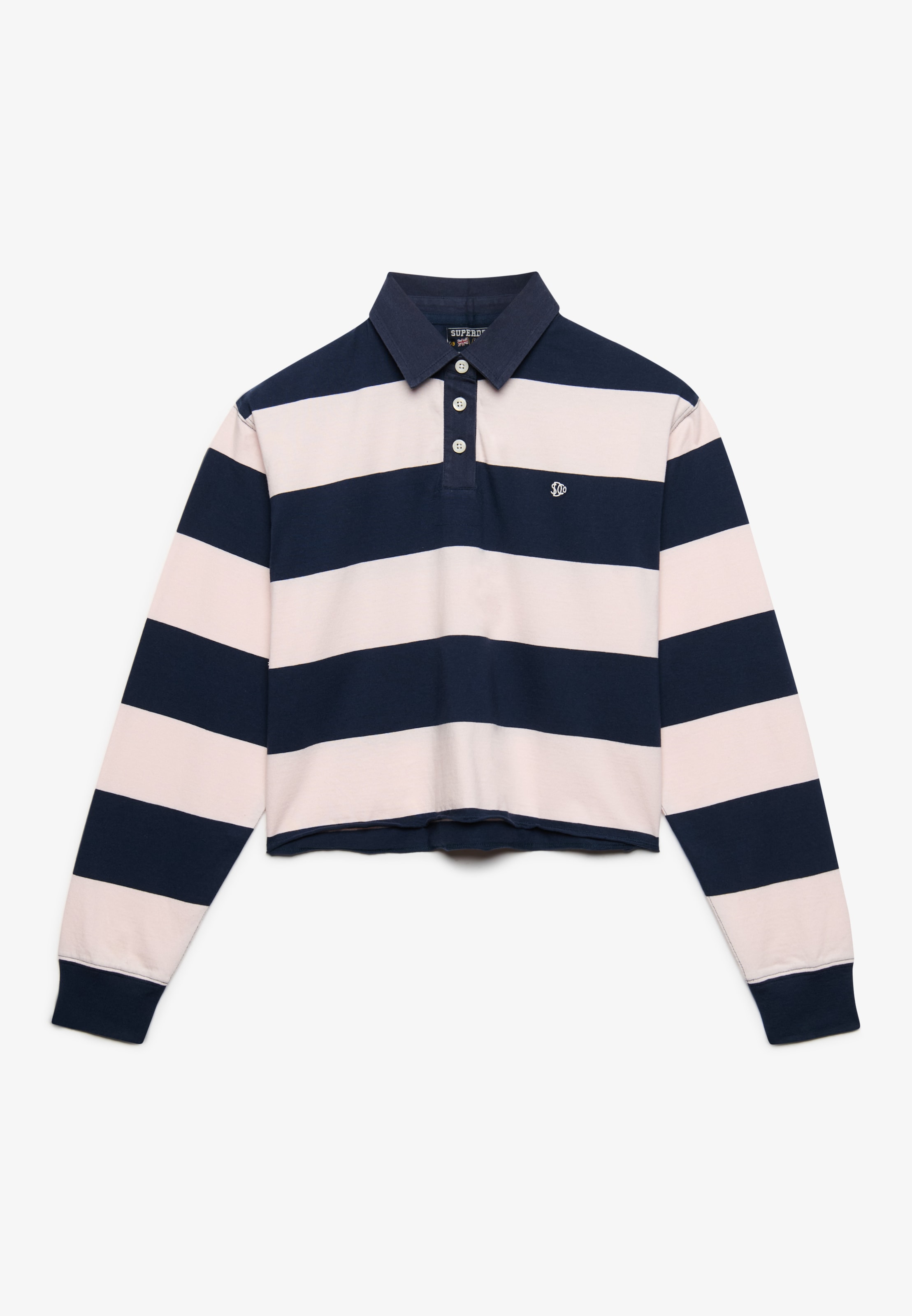 Superdry Langarm-Poloshirt »ATH ESS CROPPED STRIPE RUGBY« Baumwolle, oversize, cropped fit