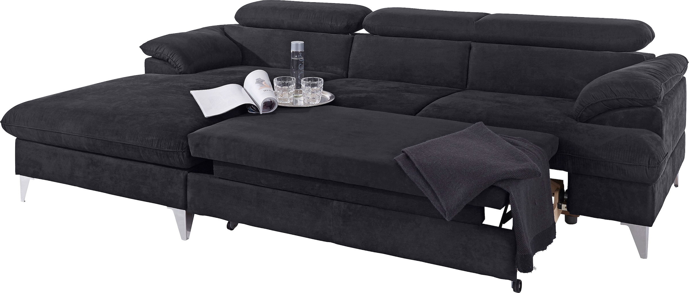 COTTA Polstergarnitur »Caluso«, (2 tlg.), Set: bestehend aus Ecksofa, Hocker, Ecksofa inkl. Kopfteilverstellung