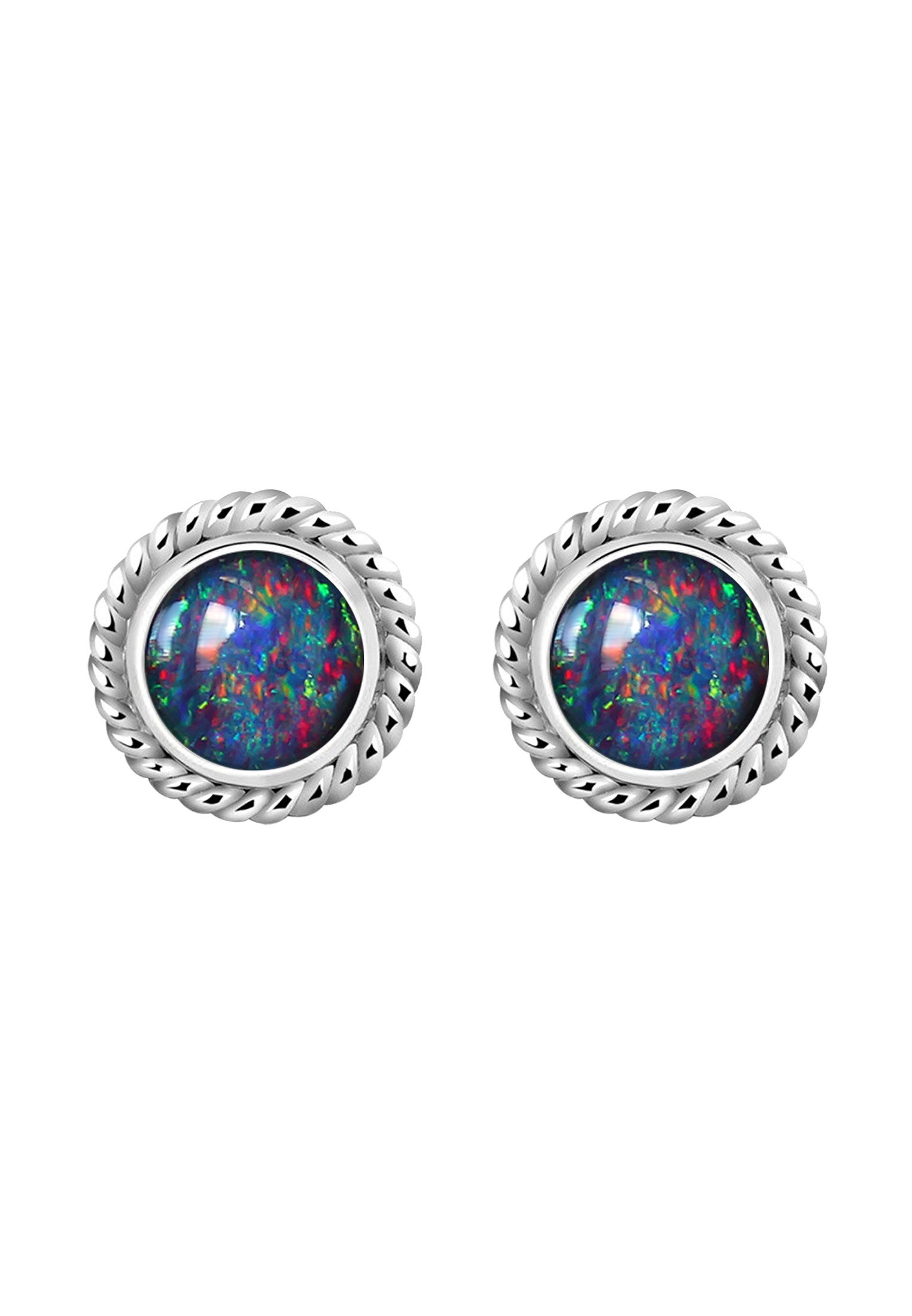 Nenalina Paar Ohrstecker »Opal Geburtsstein Oktober Trend Edel 925 Silber«