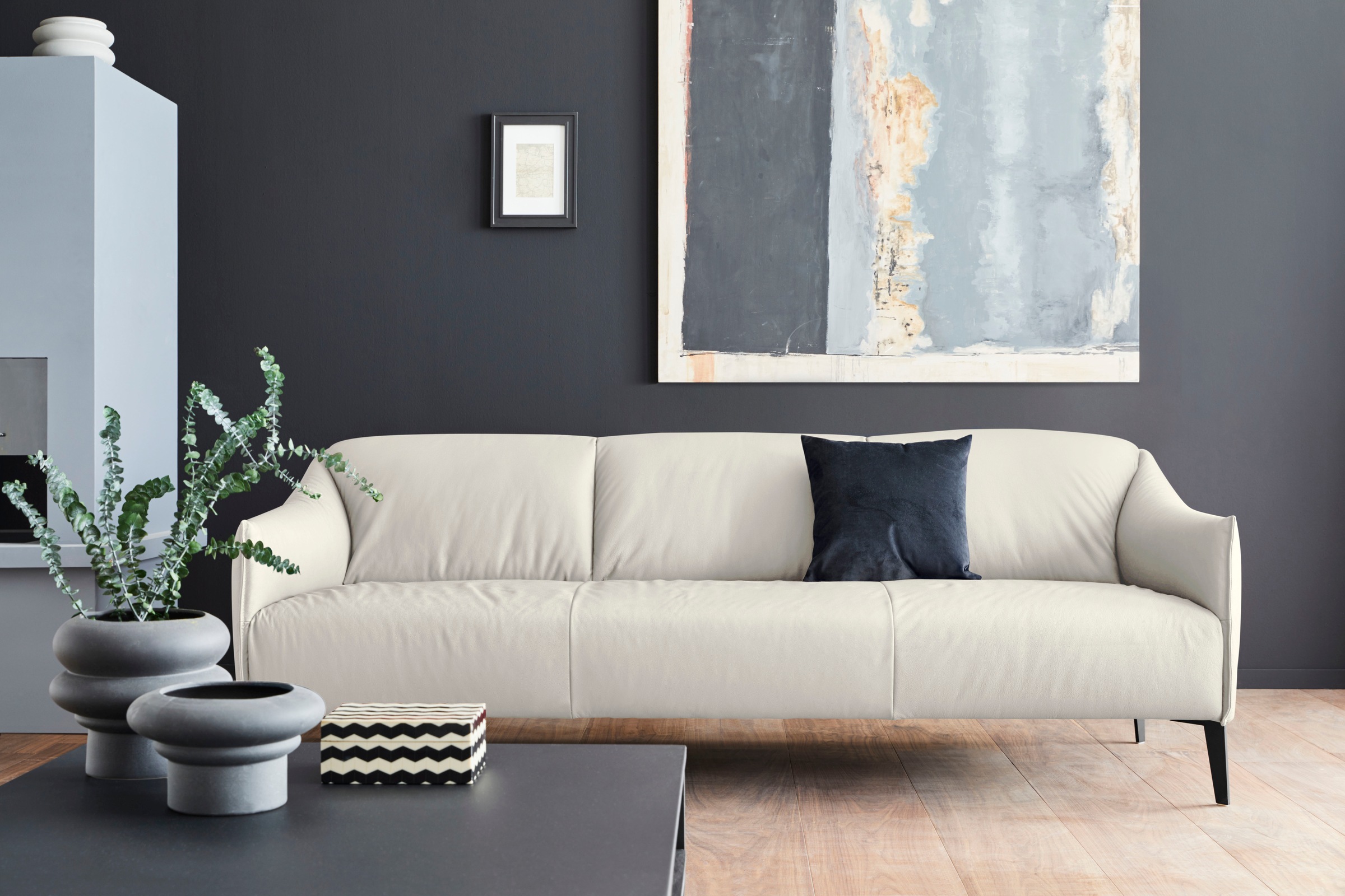 W.SCHILLIG 3-Sitzer "sally Design-Sofa, Loungesofa, bequem, schmale Armlehnen, Breite 224cm" mit Metall-Winkelfüßen in Schwarz pulverbeschichtet, Breite 224 cm