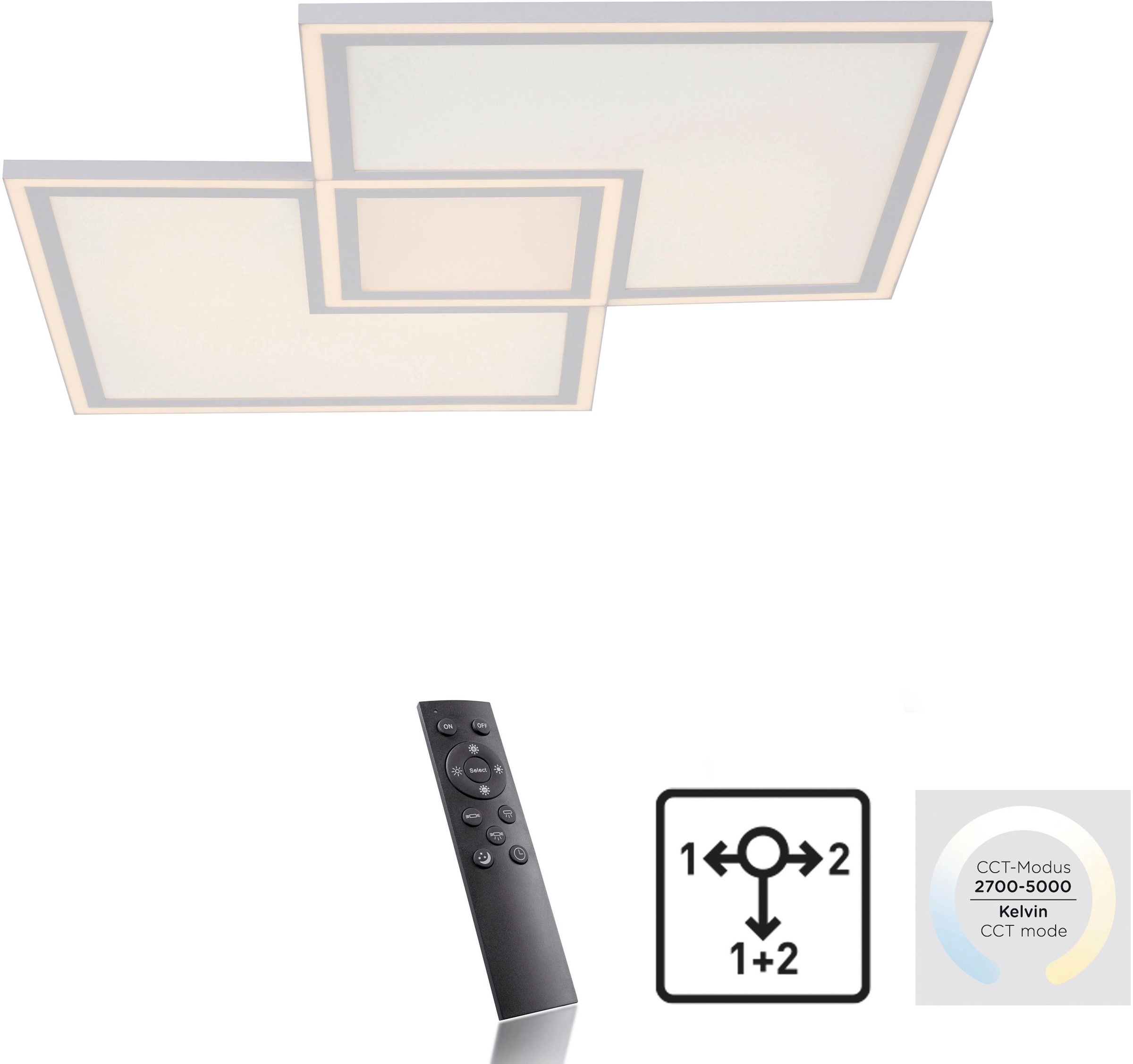 JUST LIGHT LED Panel »EDGING«, 1 flammig, Leuchtmittel LED-Board | LED fest integriert, dimmbar über Fernbedienung,Fernbedienung, Funk inkl.,Serienschalter