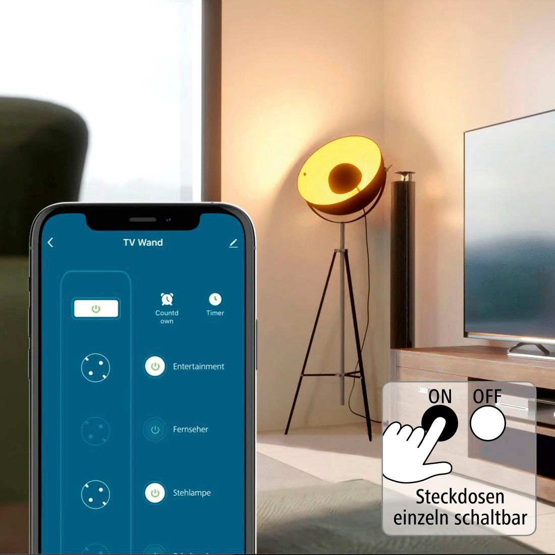 Hama Smarte Vierfach-Steckdosenleiste »WLAN Steckdosenleiste 4-fach schaltbar USB 4-fach 10A Überlastschutz«