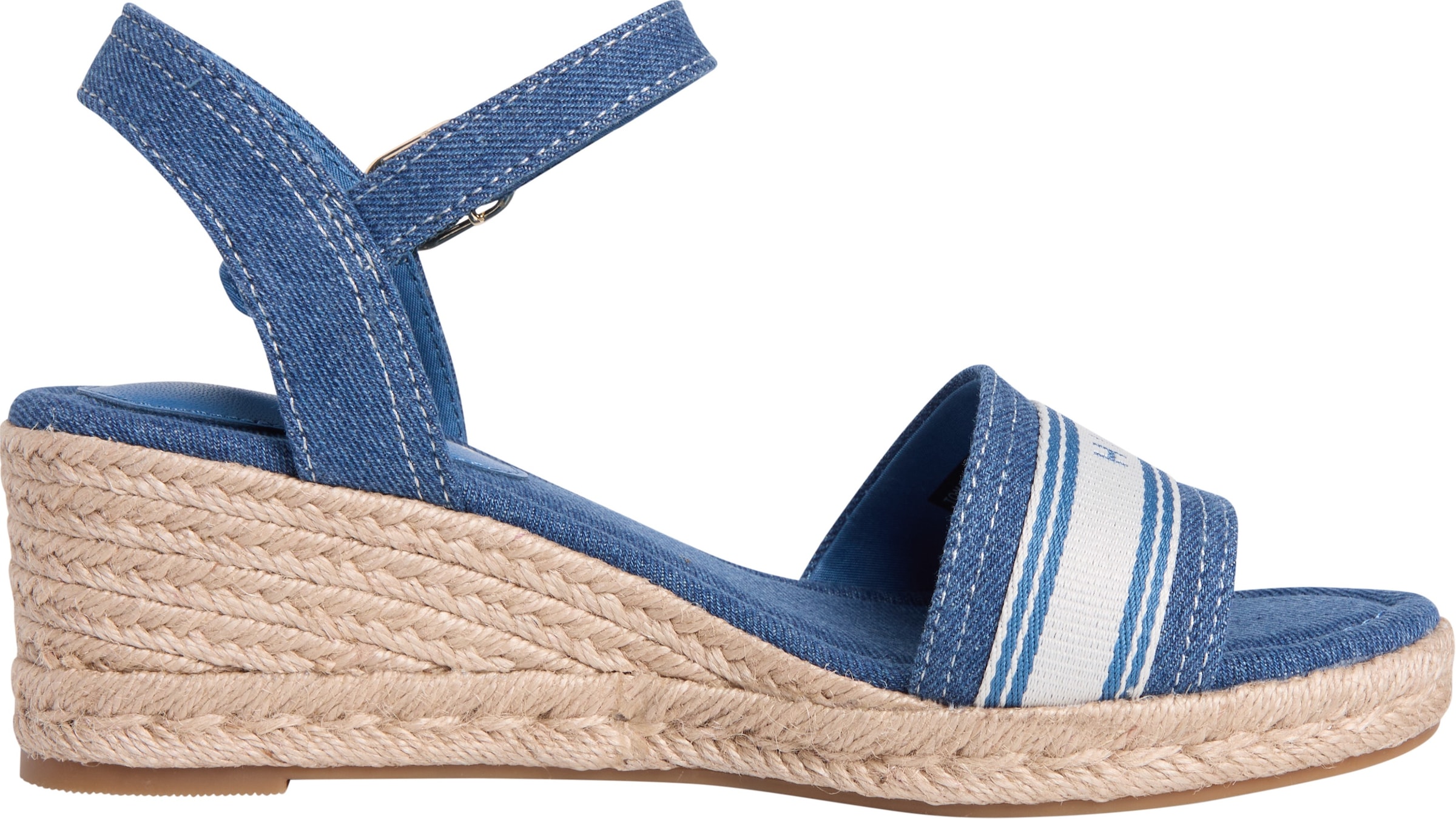 Tommy Hilfiger Keilsandalette »MID WEDGE ESPAD WEBBING«  Sommerschuh, Riemchensandale mit Kontrastbesatz