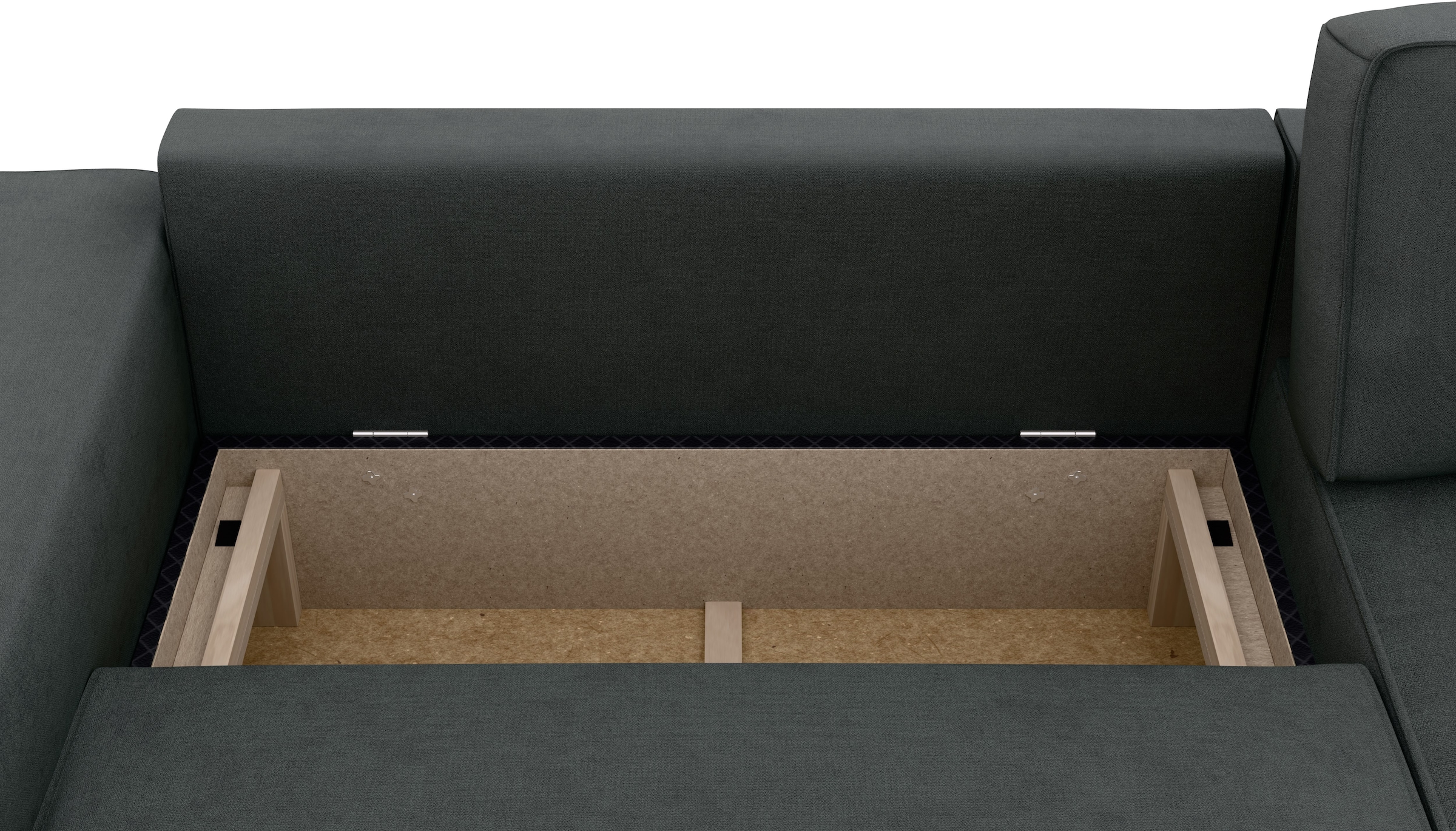 INOSIGN Ecksofa »Chance, Recamiere beidseitig montierbar, Schlaffunktion, Breite 265 cm«, in Struktur fein LINO, mit Schlaffunktion und Bettkasten