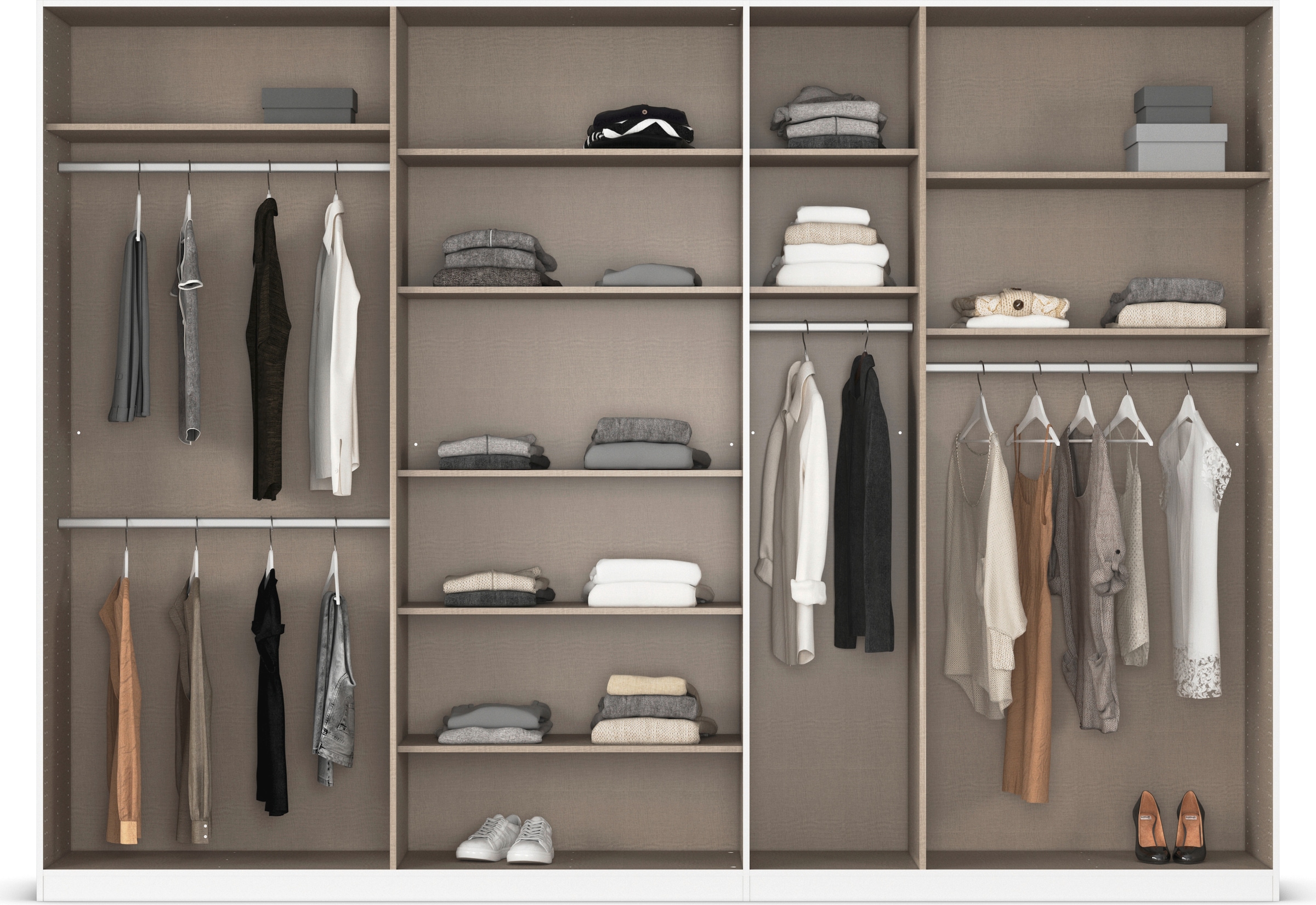 rauch Drehtürenschrank »Kleiderschrank Schrank Garderobe AGORDO TOPSELLER Schlafzimmer«, (in zwei Griff-Farben mit Dekor- oder Hochglanzfront), durchdachte Innenausstattung, in 6 Breiten und 2 Höhen MADE IN GERMANY