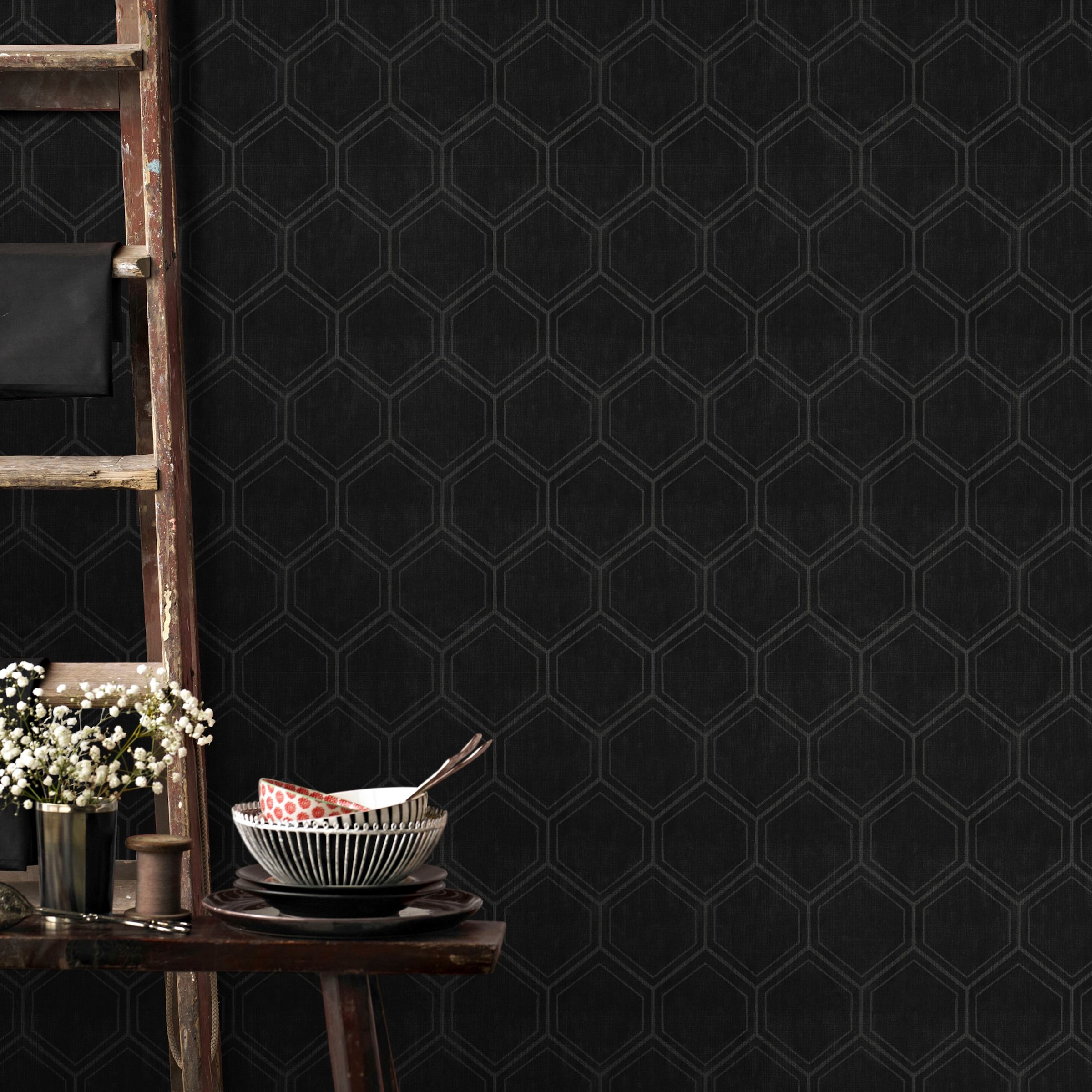 Superfresco Easy Vliestapete »Geo - Hexagon«, geometrisch, Schwarz - 10m x 52cm