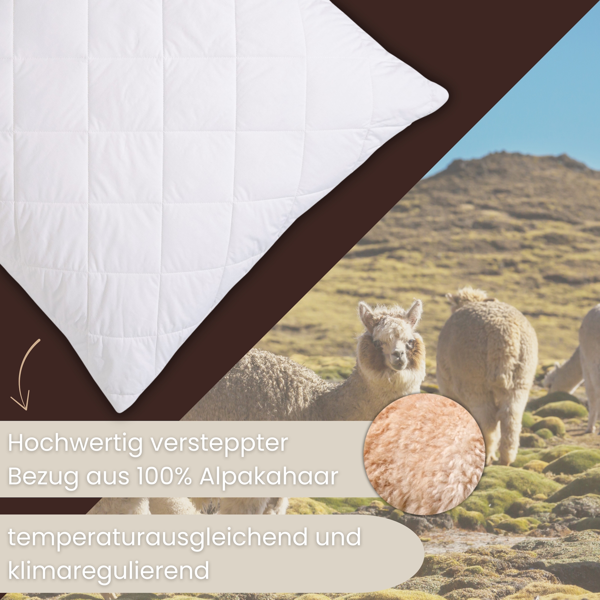 Älgdröm Naturhaarkissen »Lofna, Kissen 40x80 & 80x80 cm« 1 Stk. tlg. Kissenbezug  mit 100% Alpakahaar  versteppt.