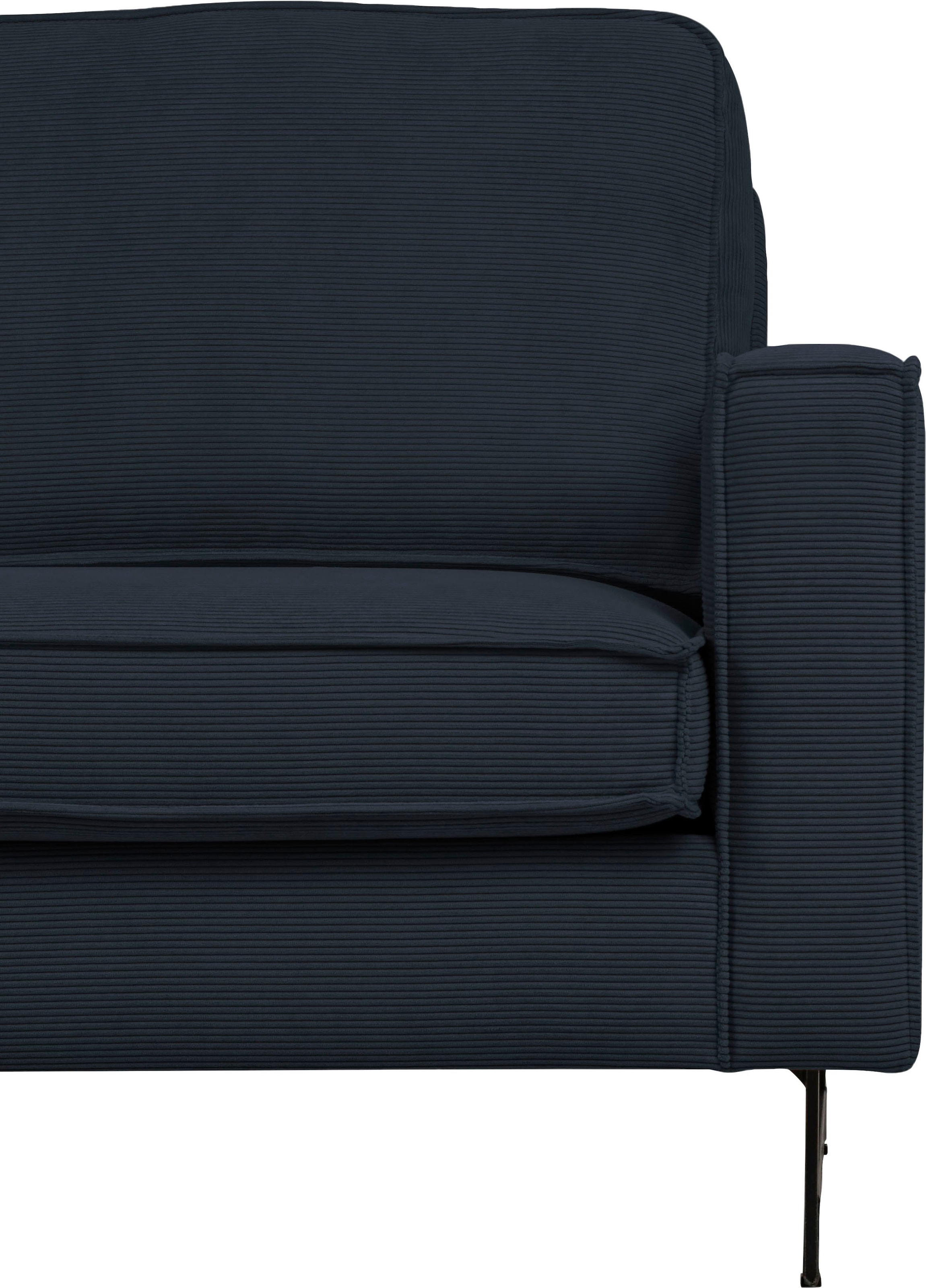 Places of Style Ecksofa »Pinto, 290 cm, Cord, Chenille, Lederoptik, Ottomane links / rechts«, mit Keder, schwarze Metallfüße, Wellenunterfederung