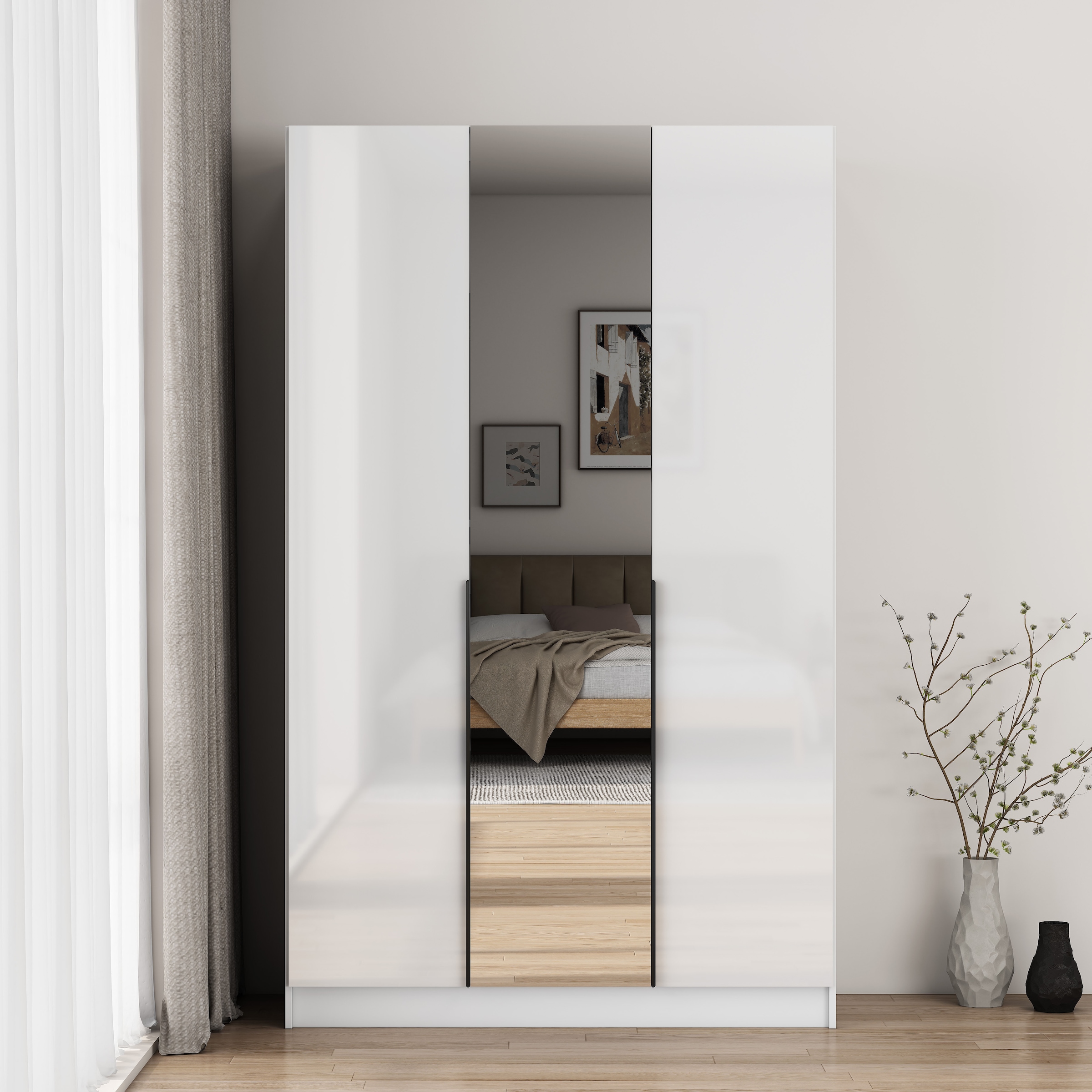 OTTO home Kleiderschrank »Annor Schlafzimmerschrank Breite 122cm hochglanz Schrank Garderobe« Drehtürenschrank mit perfekter Innenausstattung - elegante Türgriffe