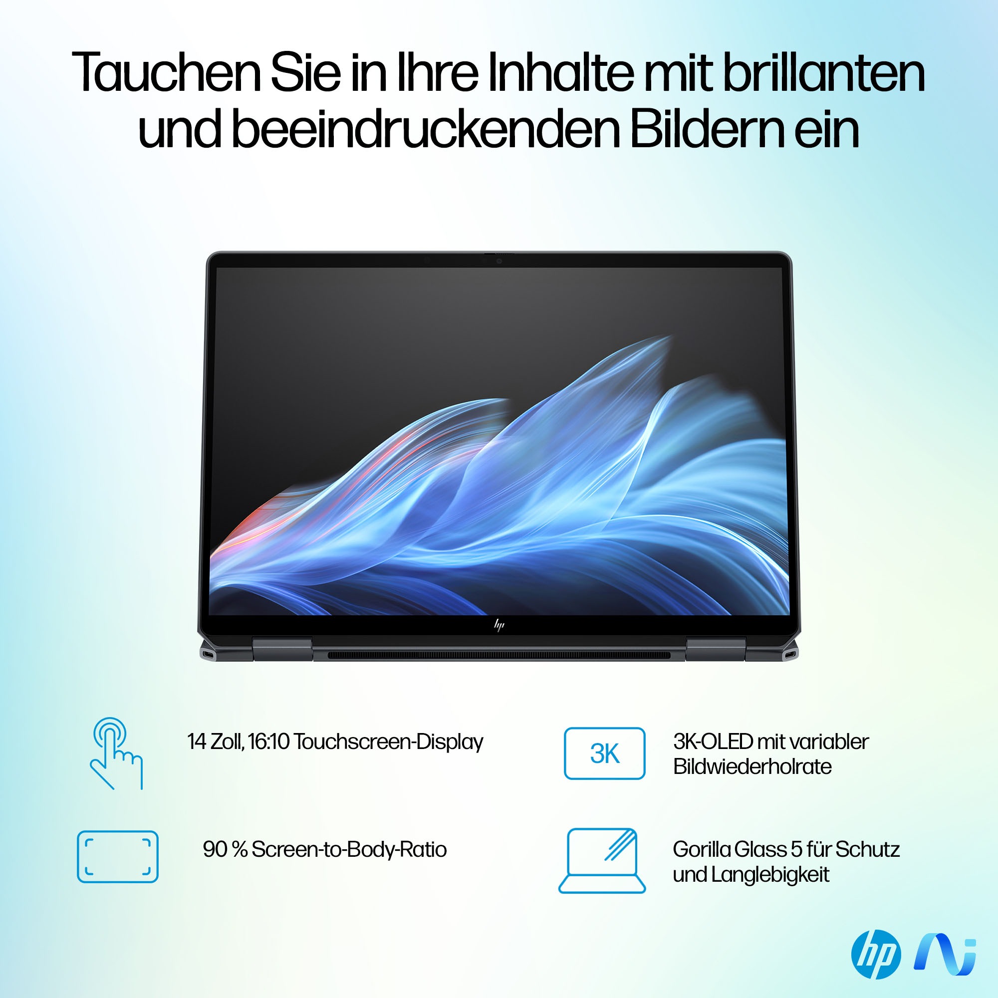 HP Convertible Notebook »HP OmniBook Flip 14-fh0079ng«, 35,6 cm, / 14 Zoll, Intel, Core Ultra 7, ARC, 2000 GB SSD